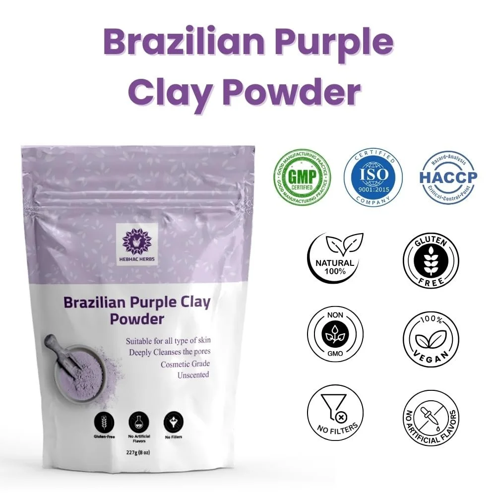 Маска для обличчя Hebhac Brazilian Purple Clay Powder 226.8 г Фіолетовий, фото №4