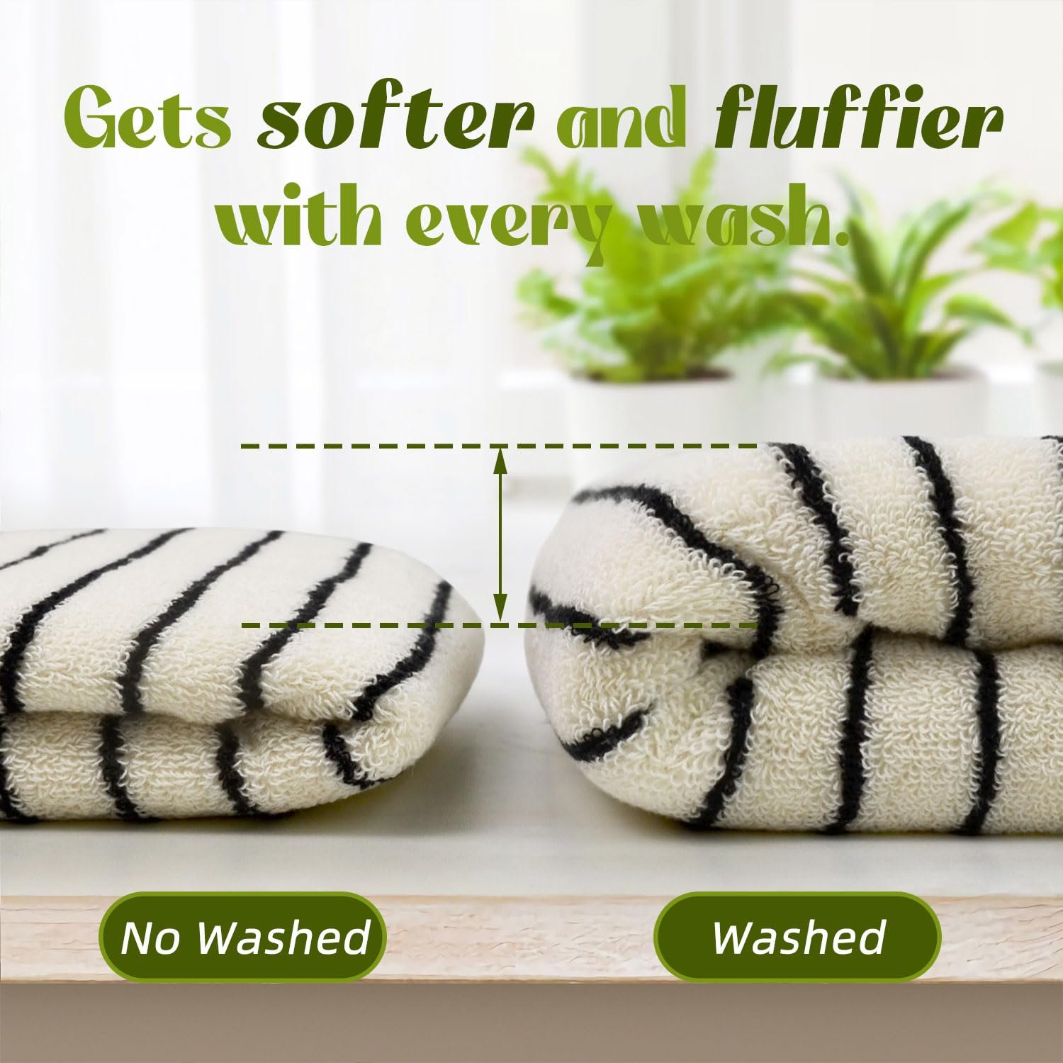 Полотенца Jacquotha Natural Cotton Полосатые 14 x 29 дюймов Черно-белый, фото №6