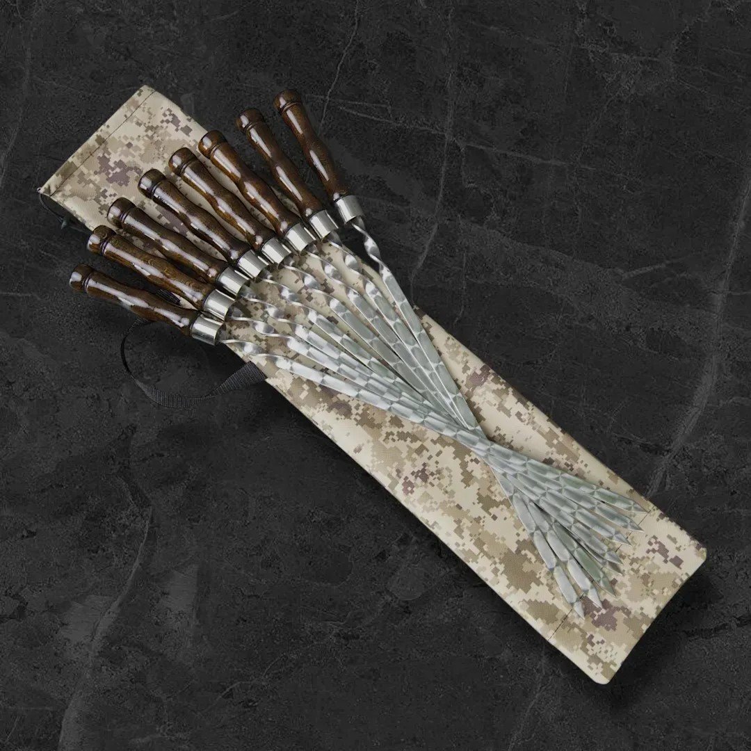 Набор шампуров "Компакт" в тканевом кейсе 9 в 1 (пиксель), фото №1
