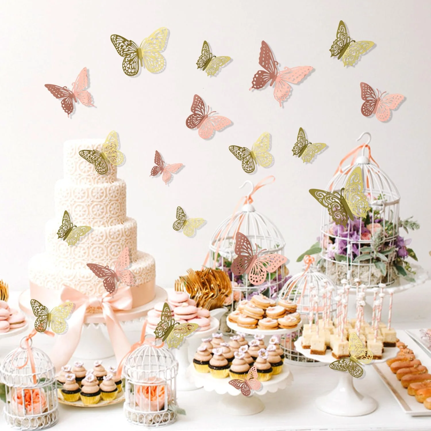 Декоративні наклейки Метелики 3D PET 24 шт. Золото та рожеве золото, фото №6 Декоративні наклейки Метелики 3D PET 24 шт. Золото та рожеве золото, фото №6