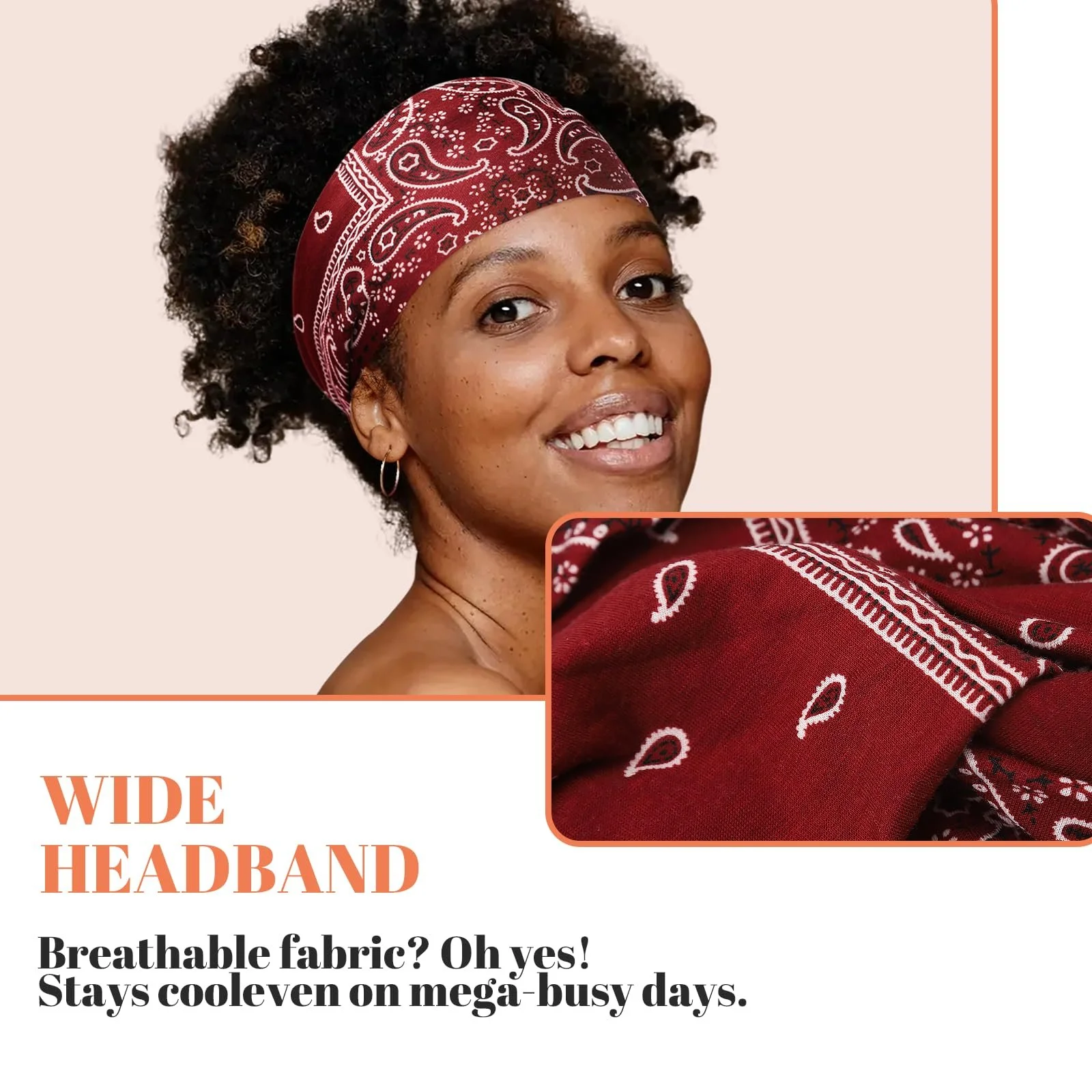 Пов'язка на голову Бохо Набір із 5 еластичних широких, фото №3 Пов'язка на голову Бохо Набір із 5 еластичних широких, фото №3