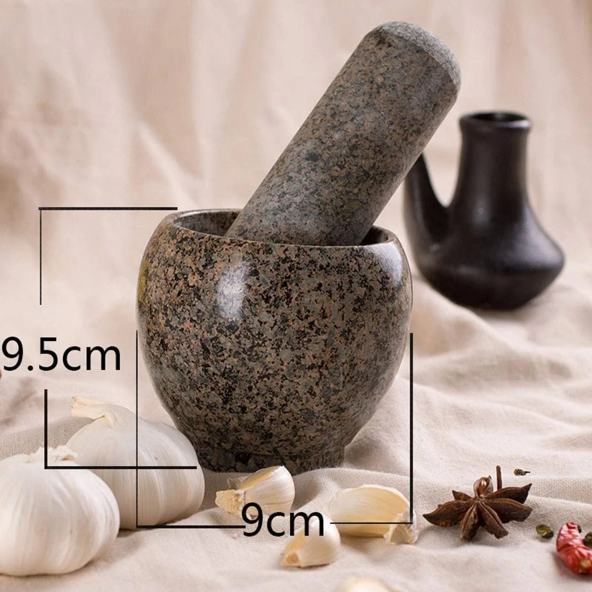 Ступка з товкачиком Набір ступки і товкачика, відполірований вручну для зручного захоплення, непористий, можна мити в посудомийній машині, фото №2