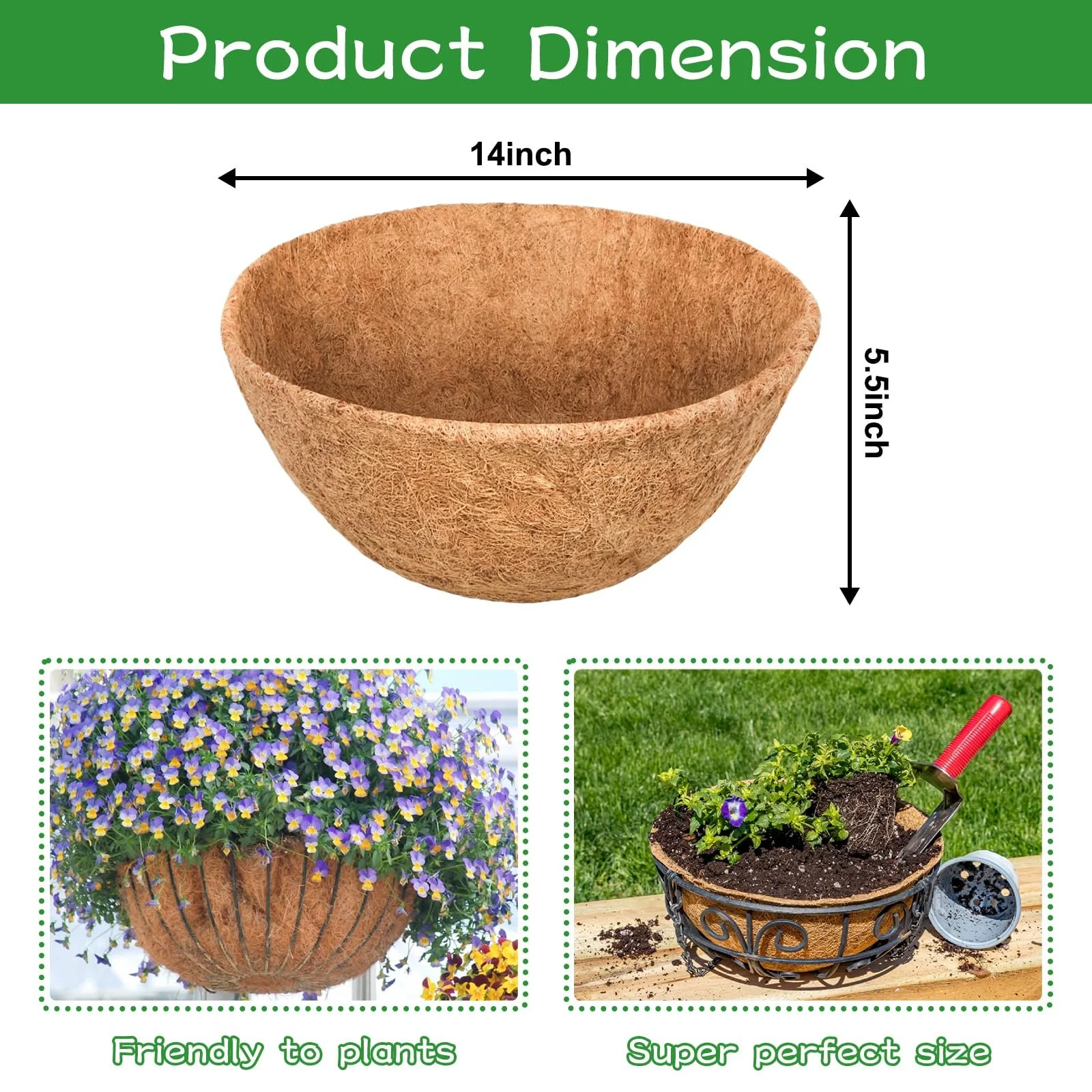 Круглий вкладиш для кошика Riare Натуральне кокосове волокно 4,14 дюйма 4 штуки, фото №4 Круглий вкладиш для кошика Riare Натуральне кокосове волокно 4,14 дюйма 4 штуки, фото №4
