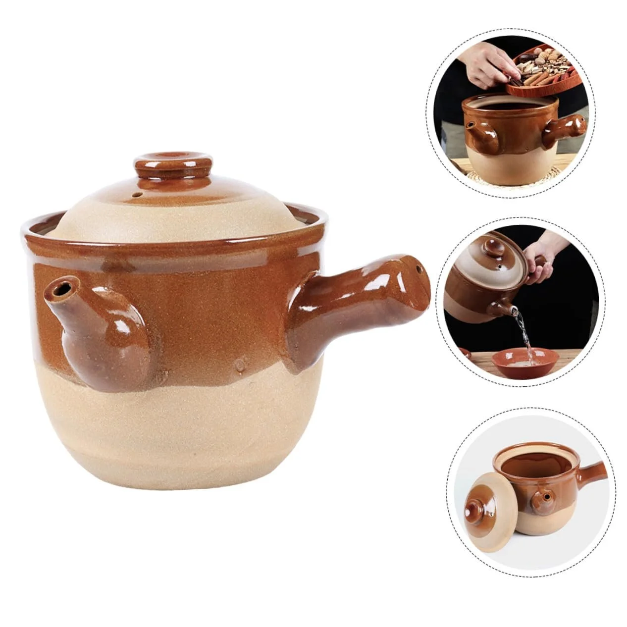 Горшок керамический с крышкой термостойкий для китайской медицины и супов, фото №8