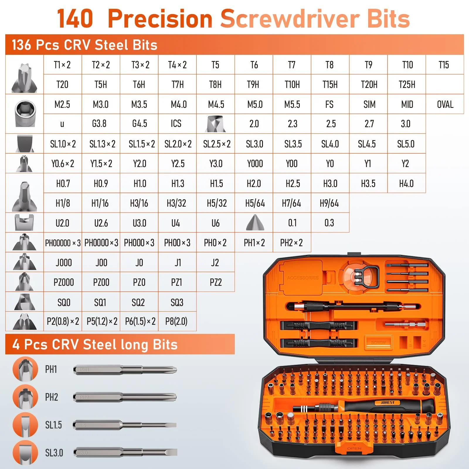 Набор отверток JOREST Precision Mechanic 152 in 1 Магнитный Мини-инструмент с Torx Triwing Битами, фото №6