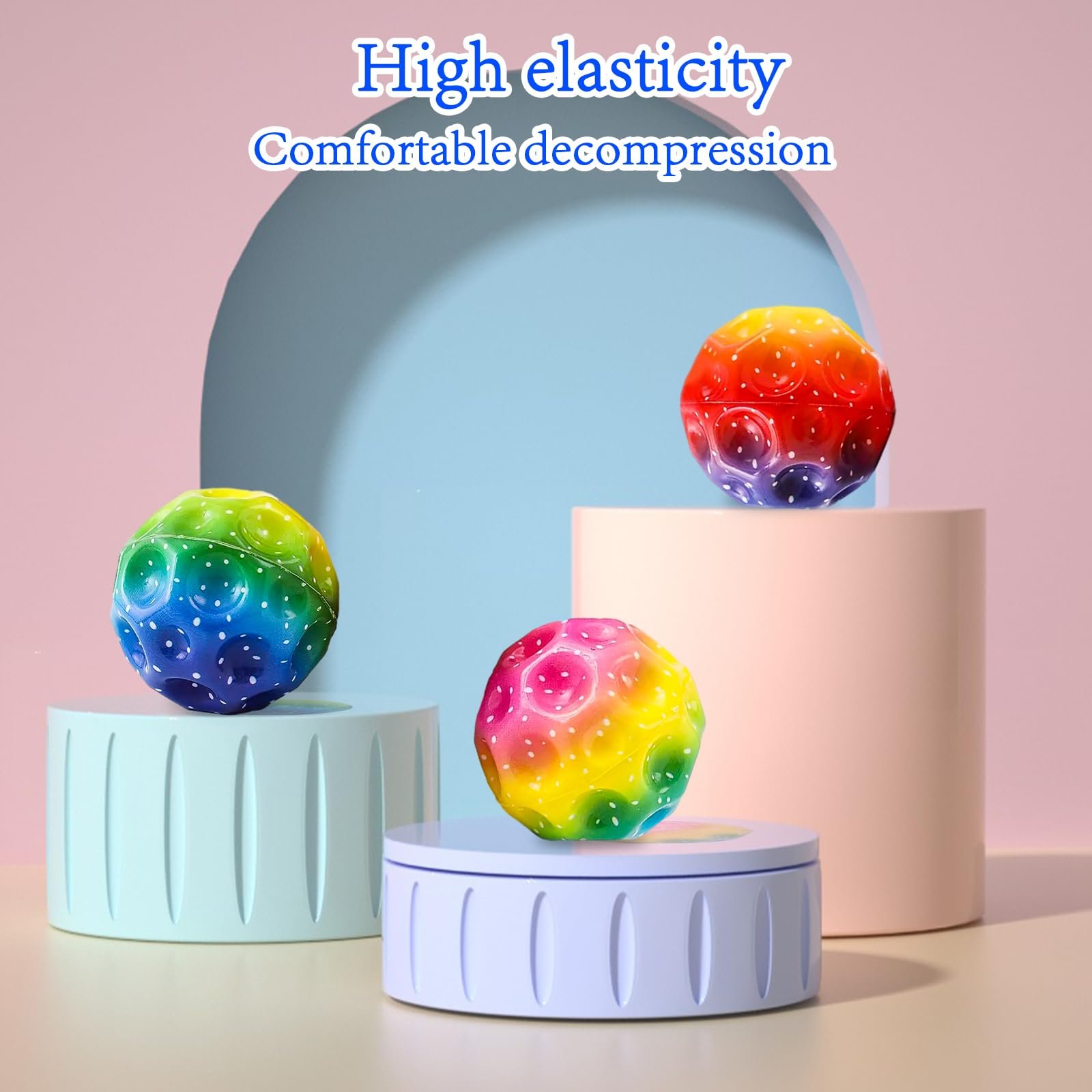 Набор мячей Rainbow Celestial Bounce, 3 шт, градиентные лунные мячи в 3 стилях, космический мяч, прыгающий резиновый мяч, высокопрыгающий резиновый мяч для водных игр, игры на батуте, пляжа, фото №2