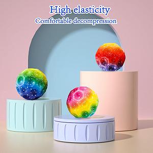 Набір м'ячів Rainbow Celestial Bounce, 3 шт, градієнтні місячні м'ячі в 3 стилях, космічний м'яч, гумовий м'яч, що стрибає, високо стрибаючий гумовий м'яч для водних ігор, ігри на батуті, пляжу synthetic.ua - Фото 1