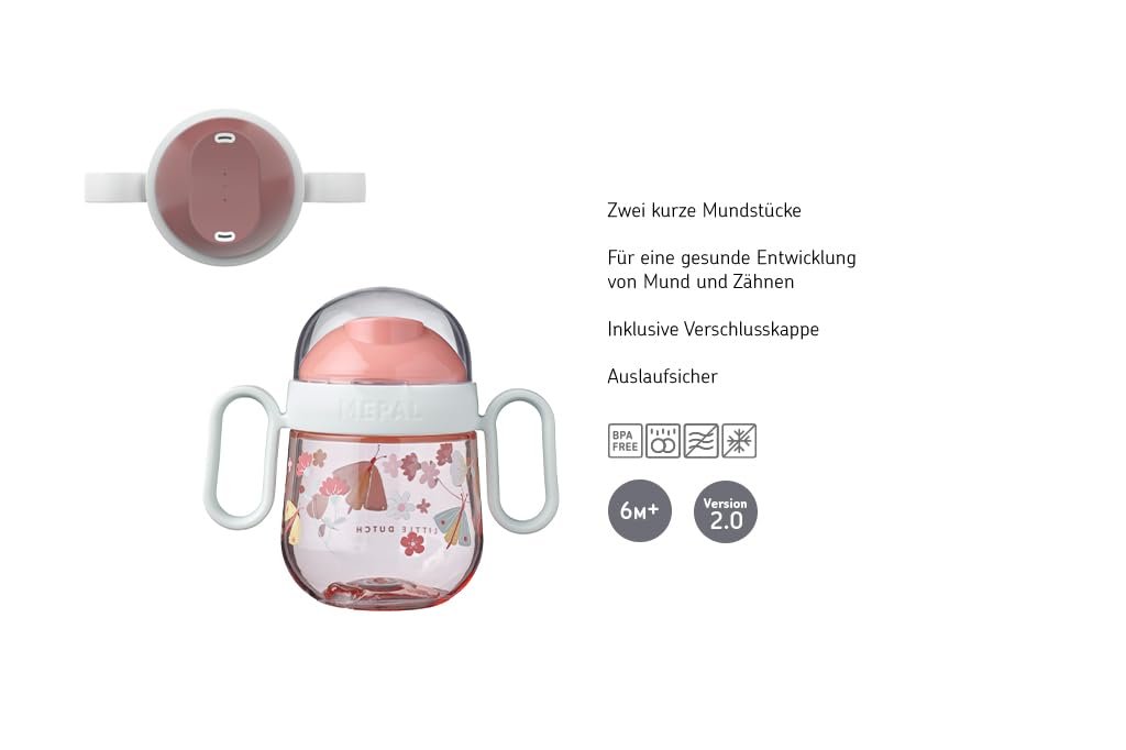 Набор детской посуды Mepal Mio Flowers & butterflies, 3 предмета: бутылка, тарелка и ложка, фото №4 Набор детской посуды Mepal Mio Flowers & butterflies, 3 предмета: бутылка, тарелка и ложка, фото №4