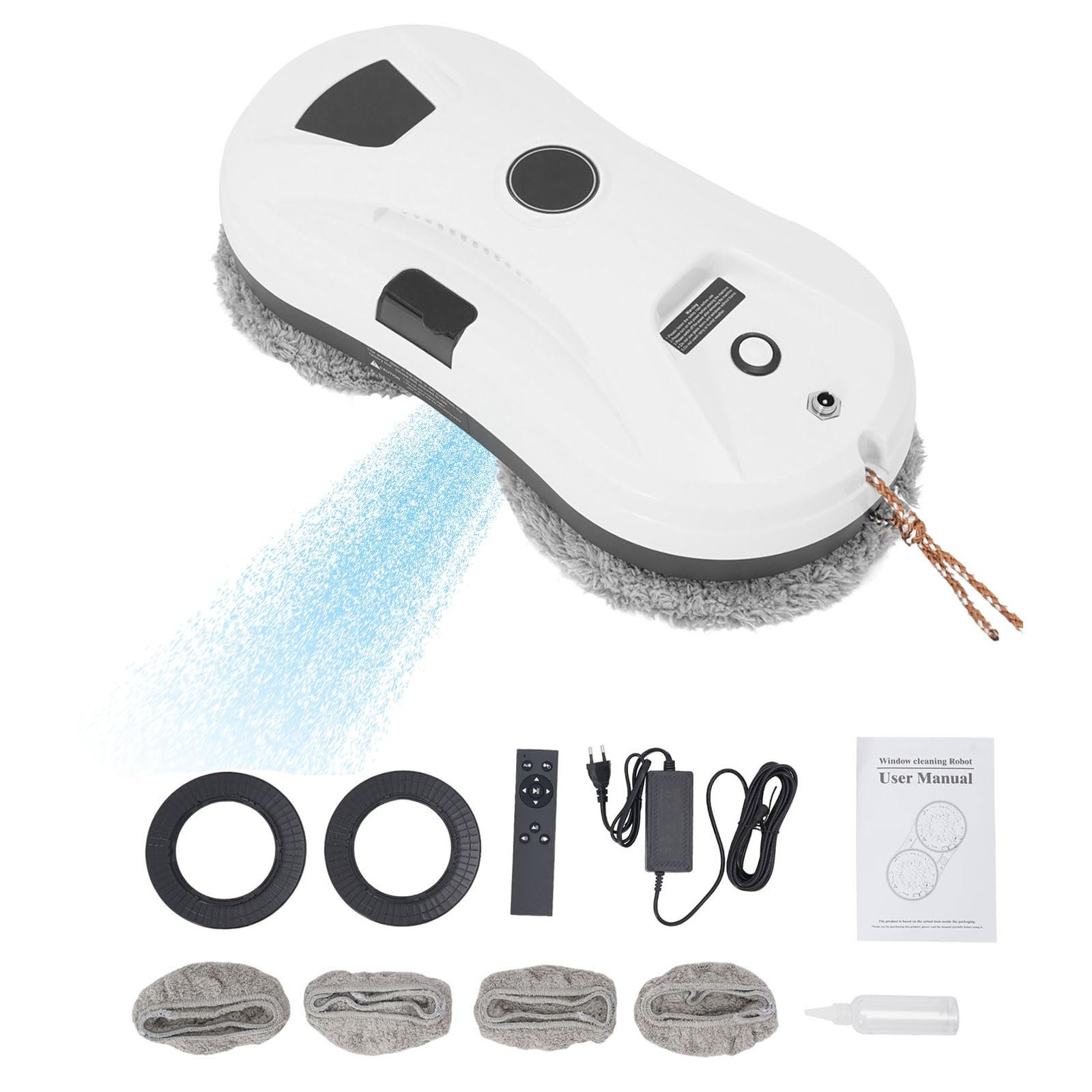 Робот для мойки окон Electric Window Cleaner с функцией распыления Automatic Window Cleaning Robot Wireless 2800 Pa Window Cleaning Robot с дистанционным управлением 6 салфеток из микрофибры, фото №1