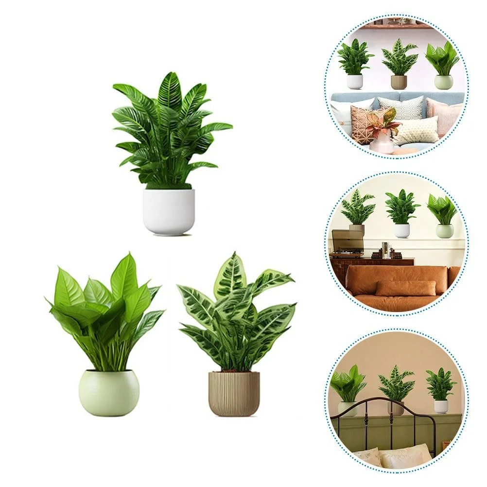 Наклейка на стену UPKOCH 1 набор Растения в горшках Винил ПВХ Тропические растения Зеленый, фото №4