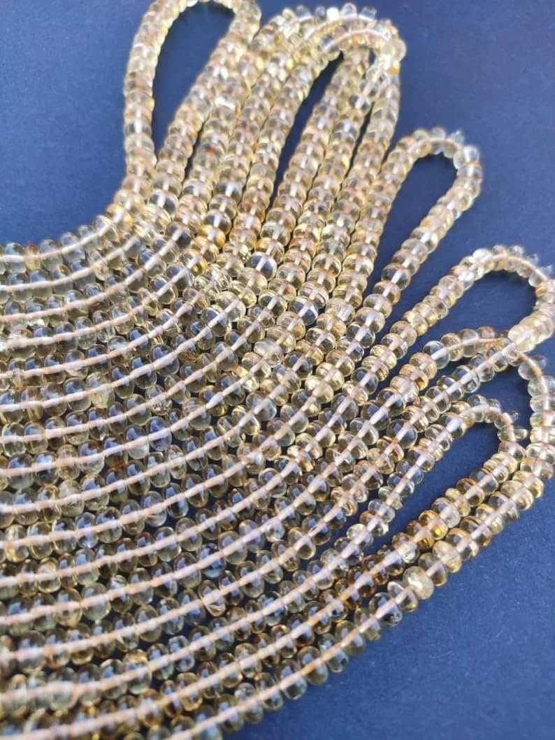 Намистини Цитрин круглі грановані 5 мм, нитка довжиною 33 см для каміння для намиста, браслета, фото №3