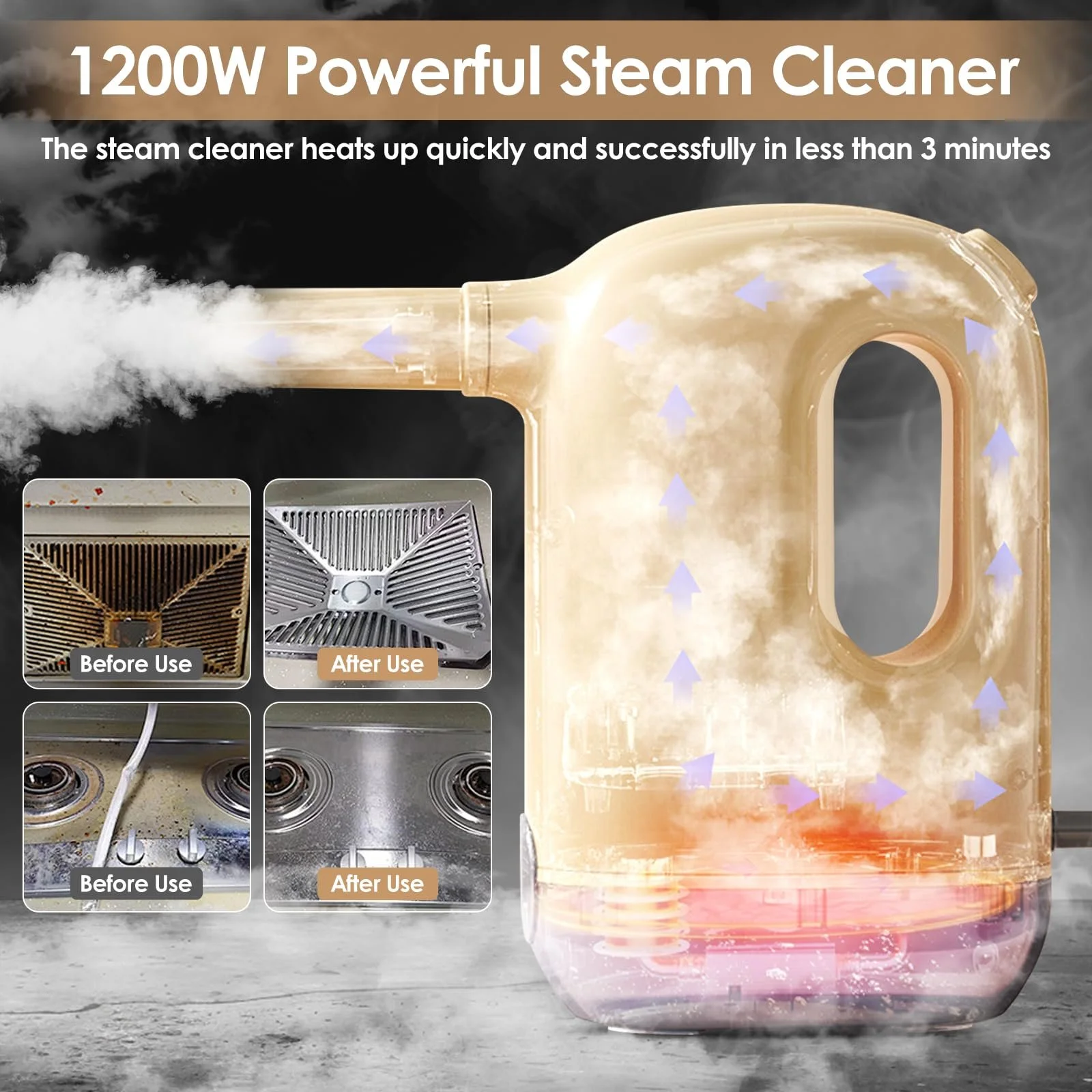 Пароочиститель ручной 1200 Вт 300 мл 3 бар, фото №3