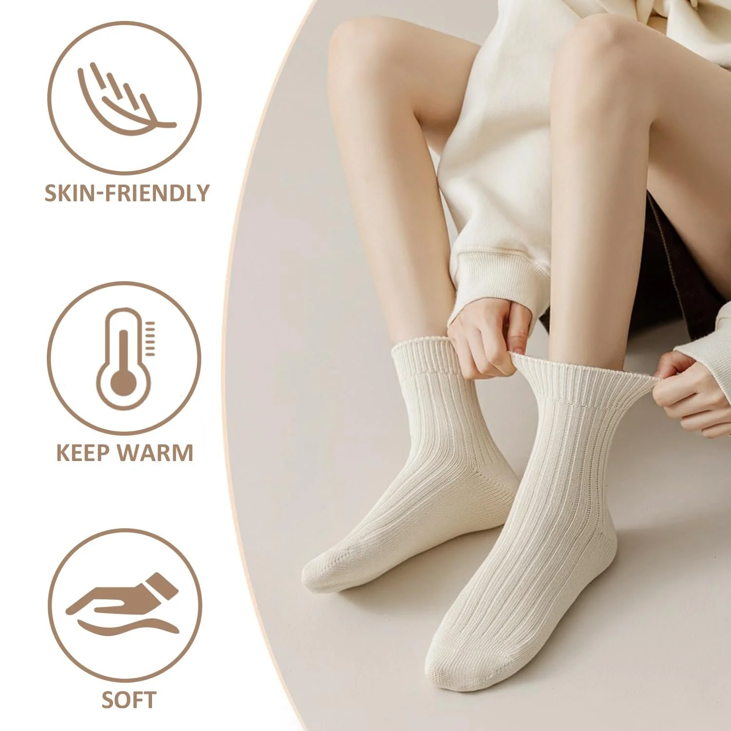 3 пари теплих шкарпеток до литки, однотонні, фото №6