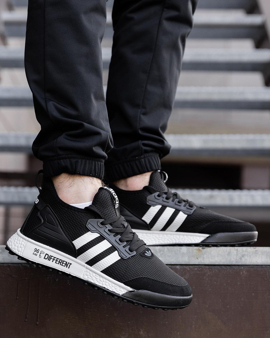 Мужские замшевые кроссовки Adidas Different черно белые повседневные легкие кросы адидас мужская обувь на лето, фото №3