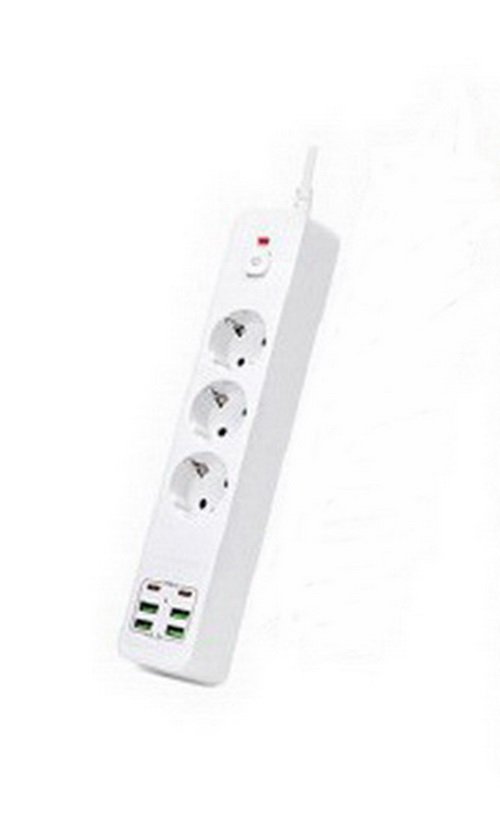 Мережевий фільтр живлення BKL 03 подовжувач 2м на 3 роз'єми 4USB 2Type-C Port, фото №1