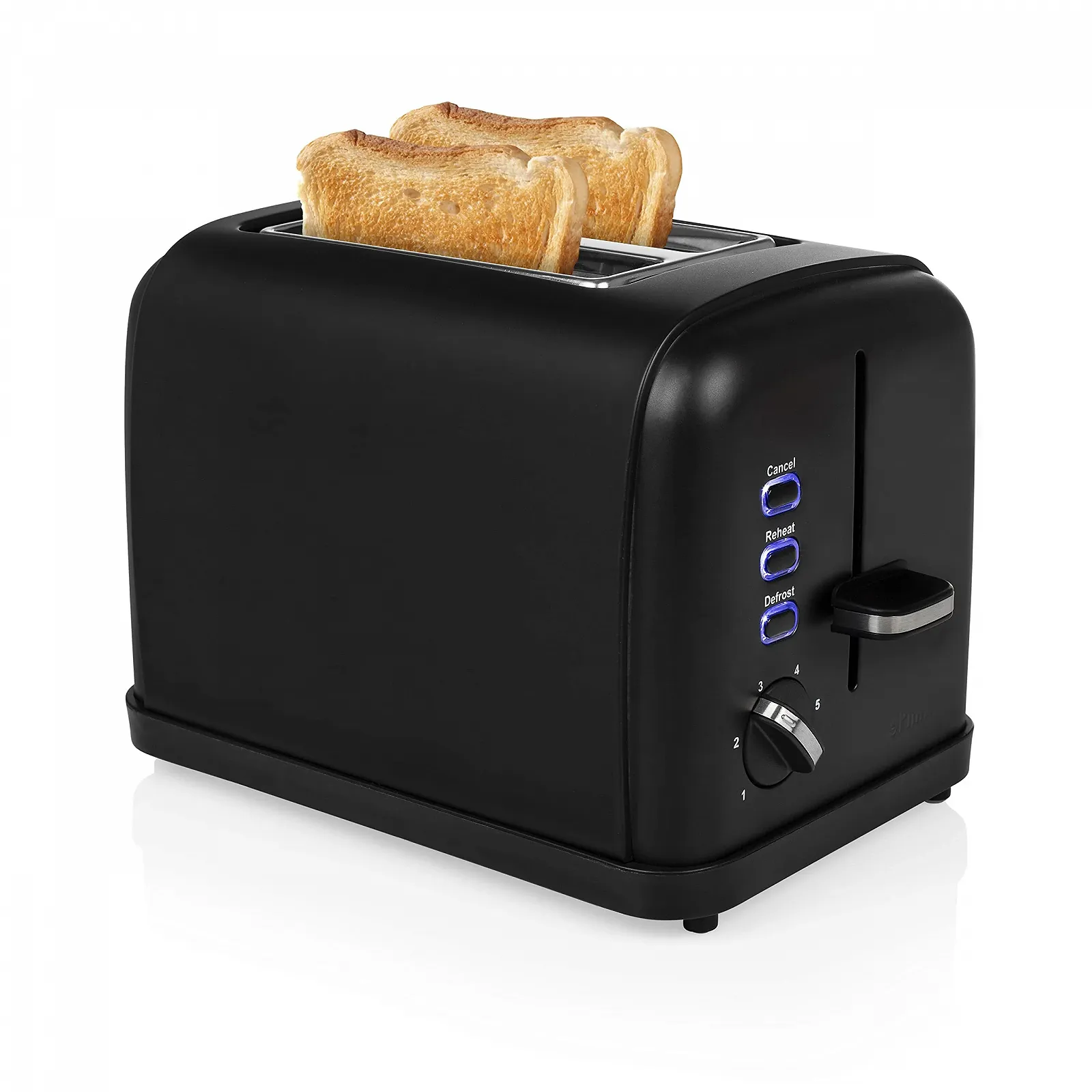 Тостер Princess Black Steel з насадкою для булочок 6 регульованих рівнів підсмажування, функції розморожування, підігріву та зупинки, 950 Вт, піддон для крихт, 142396, фото №2