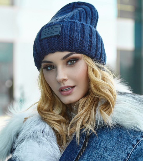 Жіноча шапка Braxton Онтаріо 744W в'язана, джинсовий, фото №1