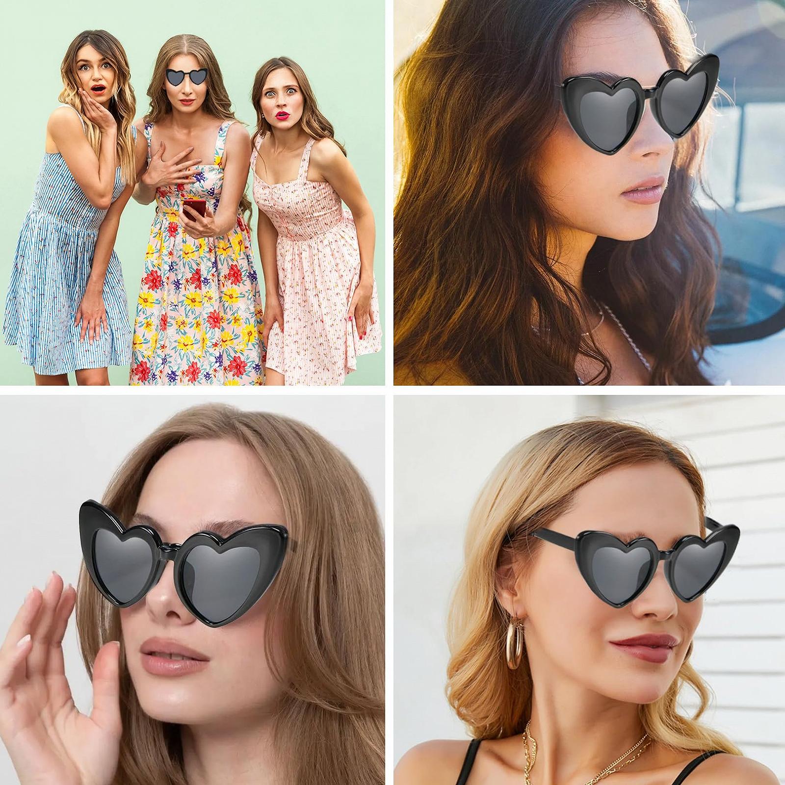 Набір Сонцезахисних Окулярів у Формі Серця Вінтаж Fashion Hippie Чорний, 8 шт, фото №6