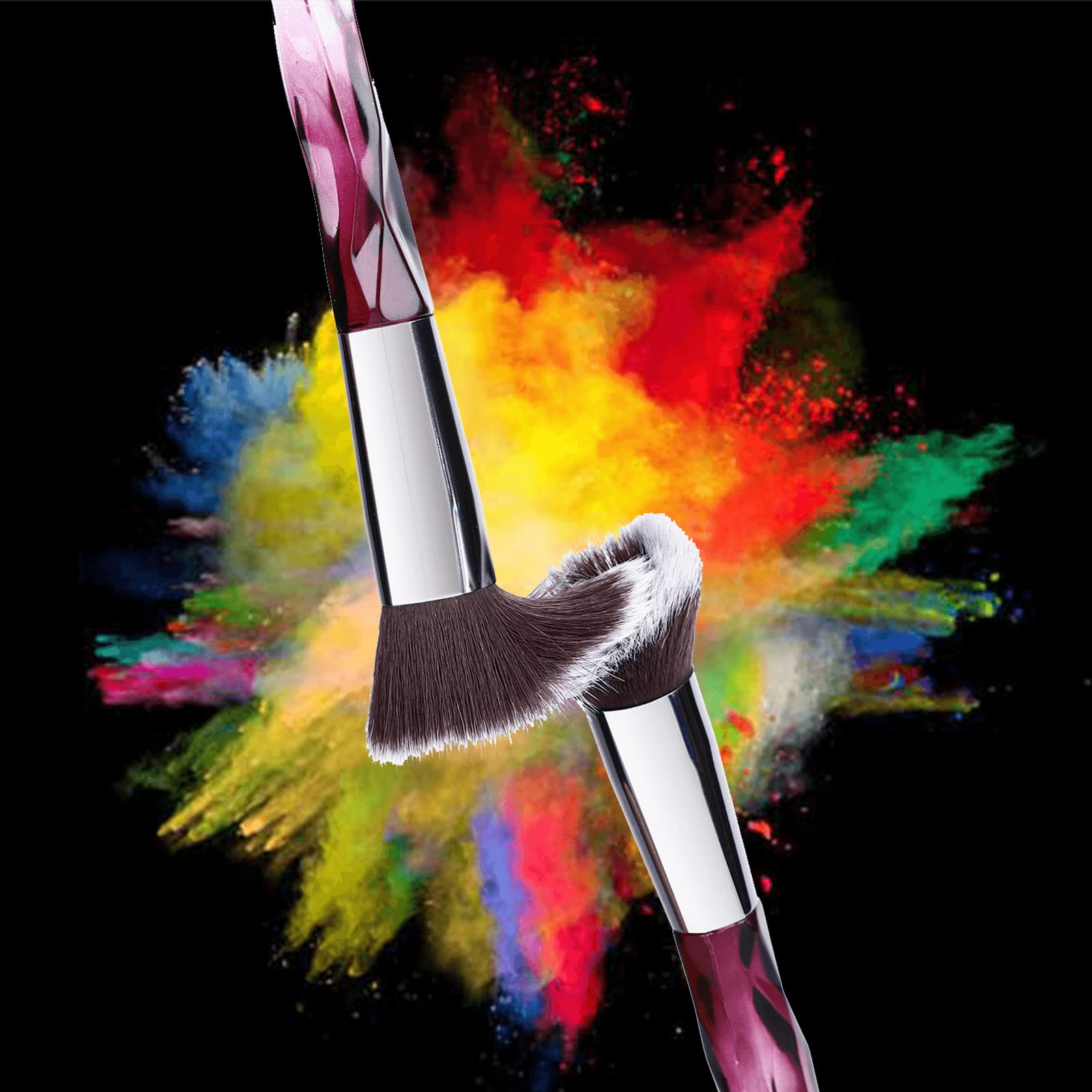 Набор XMOSNZ Premium 15 штук синтетические щетинки кристаллические ручки с 4 спонжами для макияжа (подарочная коробка, фиолетовый), фото №3