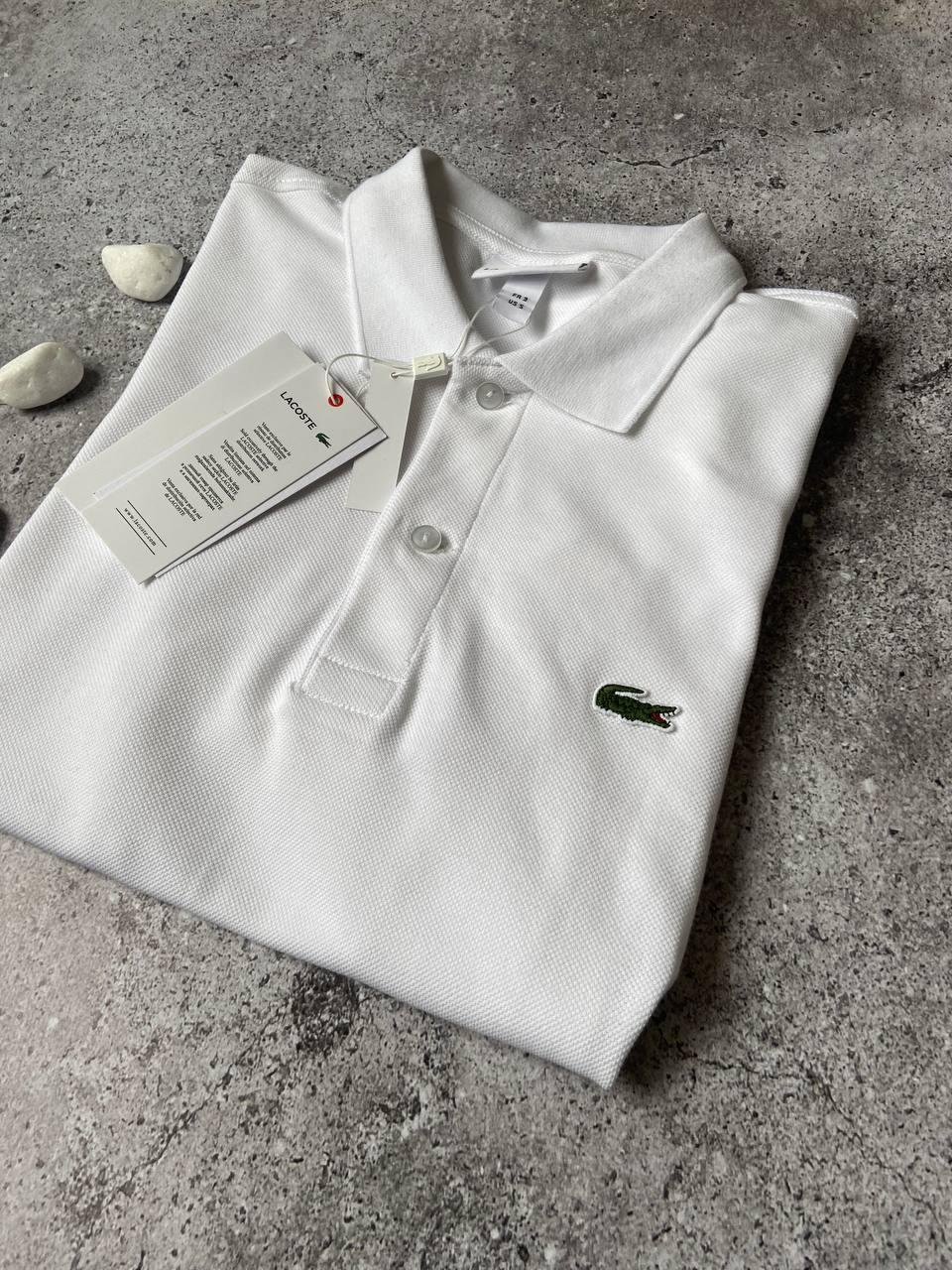 Мужское белое поло Lacoste брендовая повседневная футболка с воротником ласкосте, фото №5 Мужское белое поло Lacoste брендовая повседневная футболка с воротником ласкосте, фото №5