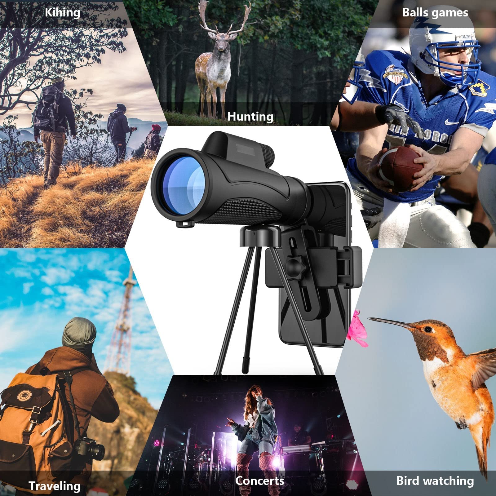 Монокль 10x42 з тримачем для смартфона та штативом для дорослих та дітей водонепроникний HD-BAK4 призма, фото №4 Монокль 10x42 з тримачем для смартфона та штативом для дорослих та дітей водонепроникний HD-BAK4 призма, фото №4