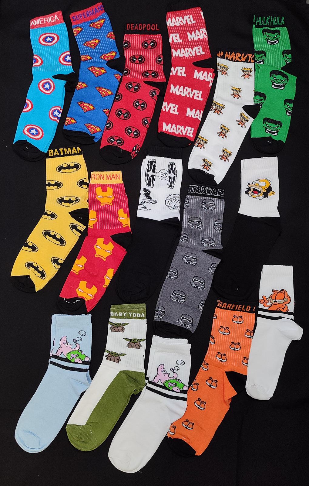 Бокс шкарпеток приколів із принтами «Мультяшки» 16 шт, фото №3