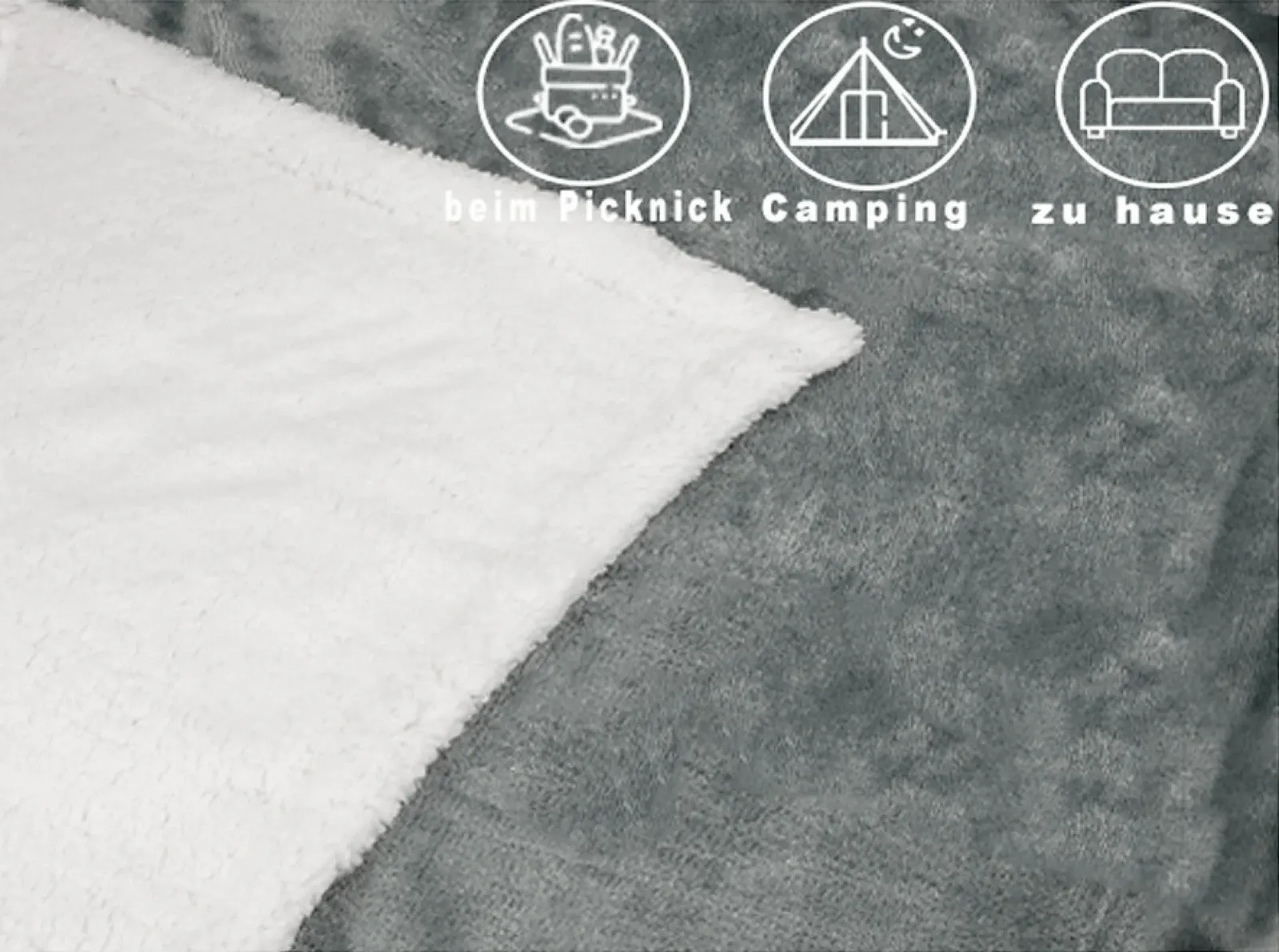 Покривало Фланель Betz Verona Luxury Sherpa Cuddly XXL Пухнаста Тепла для дивану 150 x 200 см Срібно-сіра, фото №4