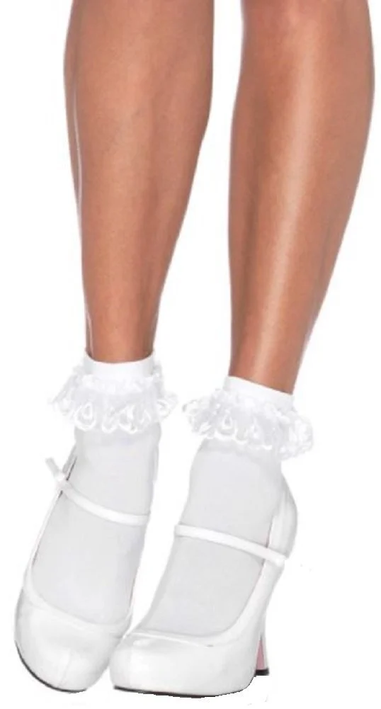 Носки Leg Avenue с рюшами белые, размер примерно 36-40, фото №1