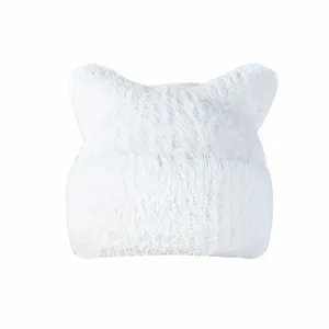 Шапка Ldabrye В'язана шапка з вушками кошеняти Однотонна - Фото 1