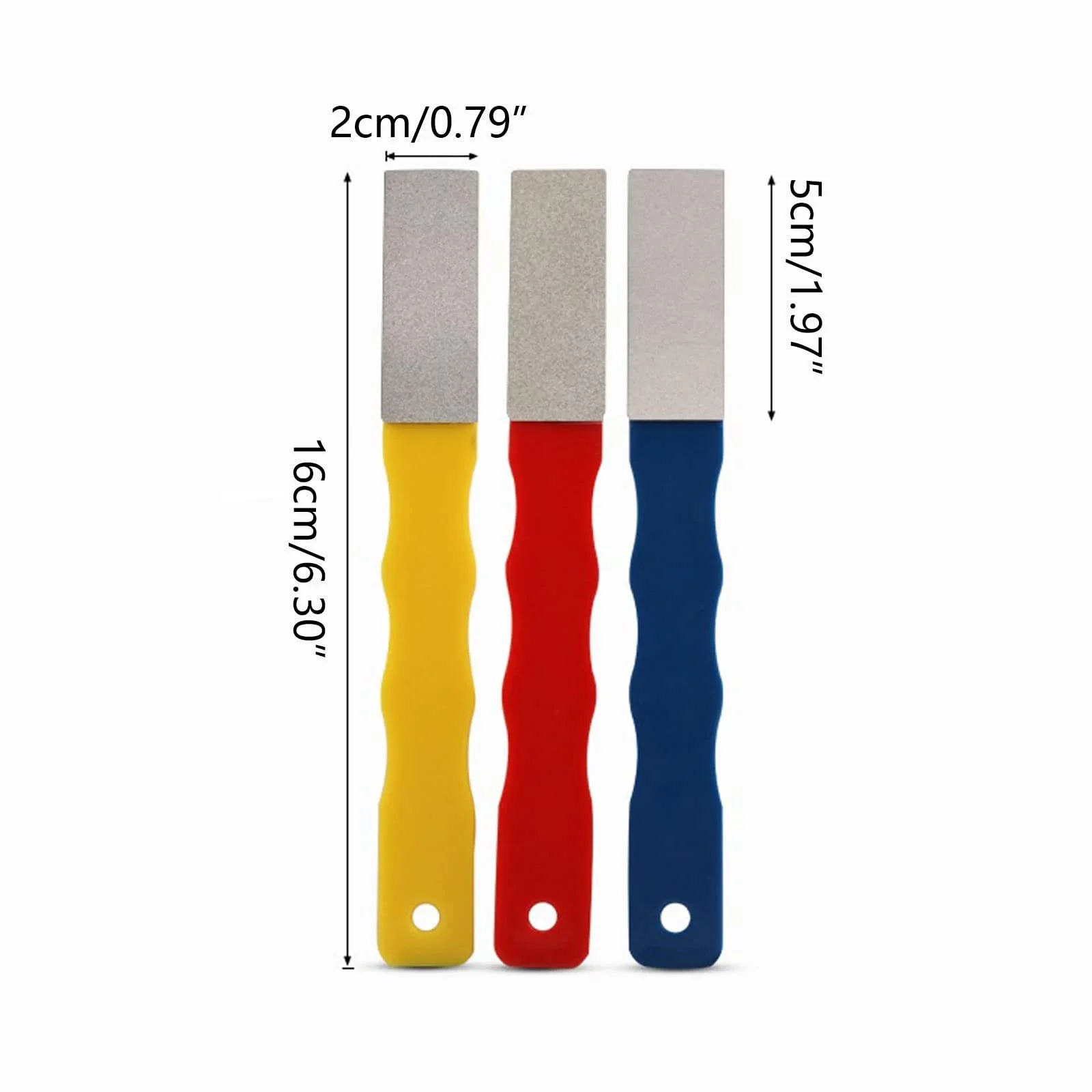 Набір точильних каменів алмазних 3 шт. 160x20x50 мм Червоний, жовтий, синій, фото №4