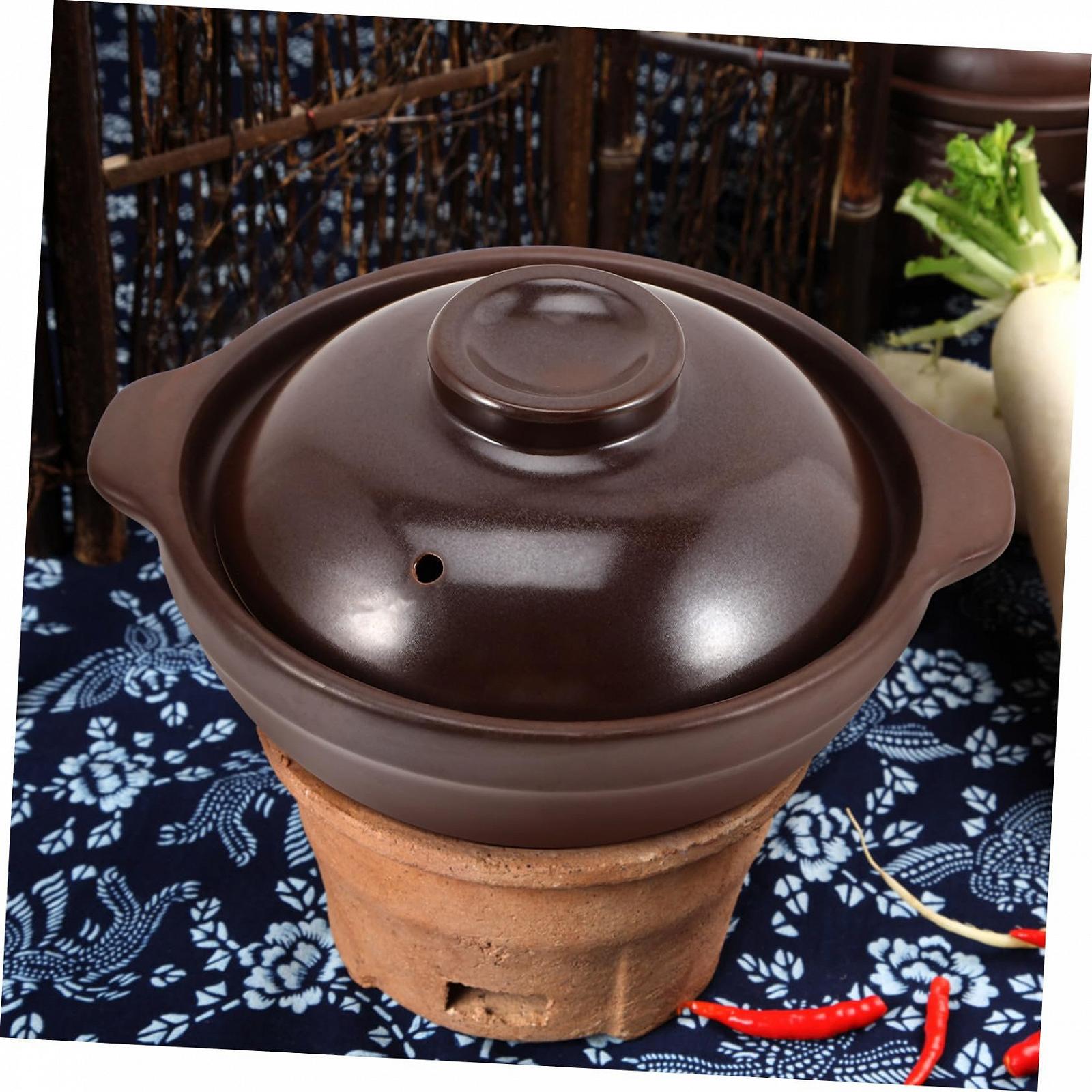 Керамічний горщик TOYANDONA з кришкою жаростійкий для газової плити коричневий, фото №4 Керамічний горщик TOYANDONA з кришкою жаростійкий для газової плити коричневий, фото №4