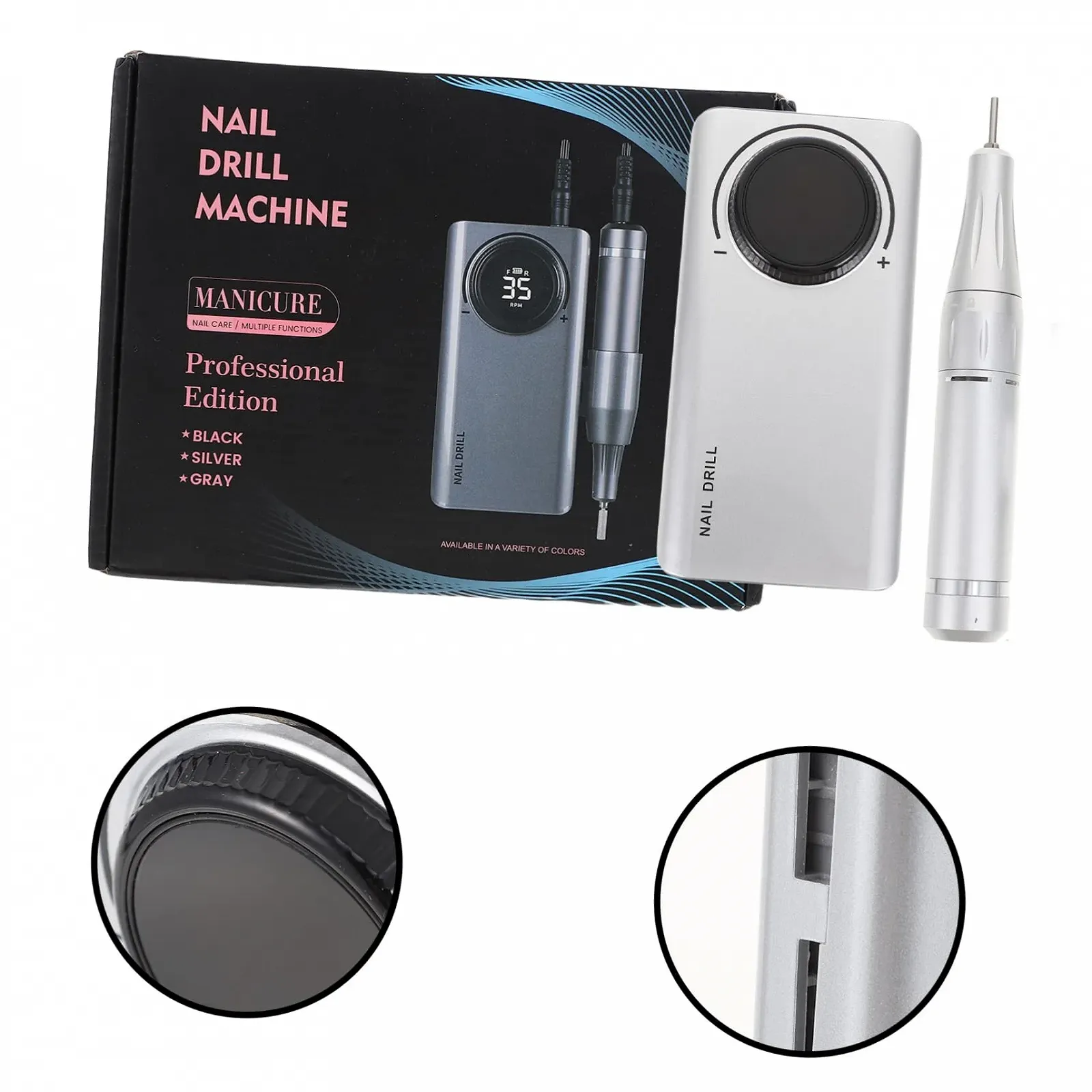 Електрический маникюрный набор WRITWAA Портативный с USB питанием Тихий Серебряный, фото №6 Електрический маникюрный набор WRITWAA Портативный с USB питанием Тихий Серебряный, фото №6