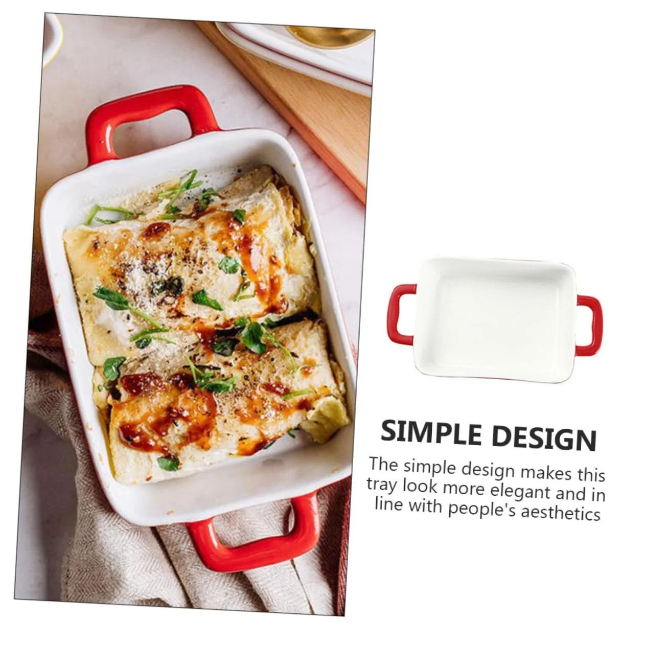 Форма для запекания SOIMISS керамическая с двумя ручками прямоугольная красная, фото №9