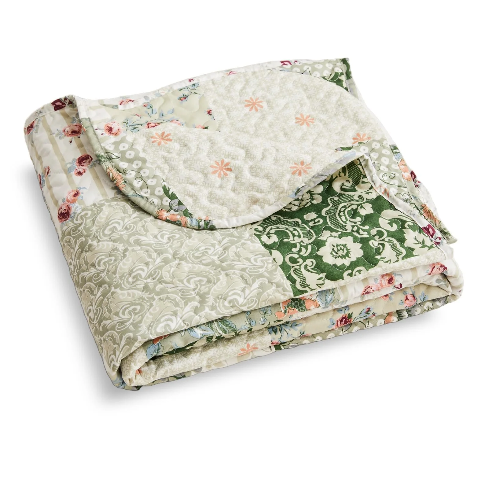 Покрывало стеганое Qucover Пэчворк 150 x 200 см Зеленый, фото №7