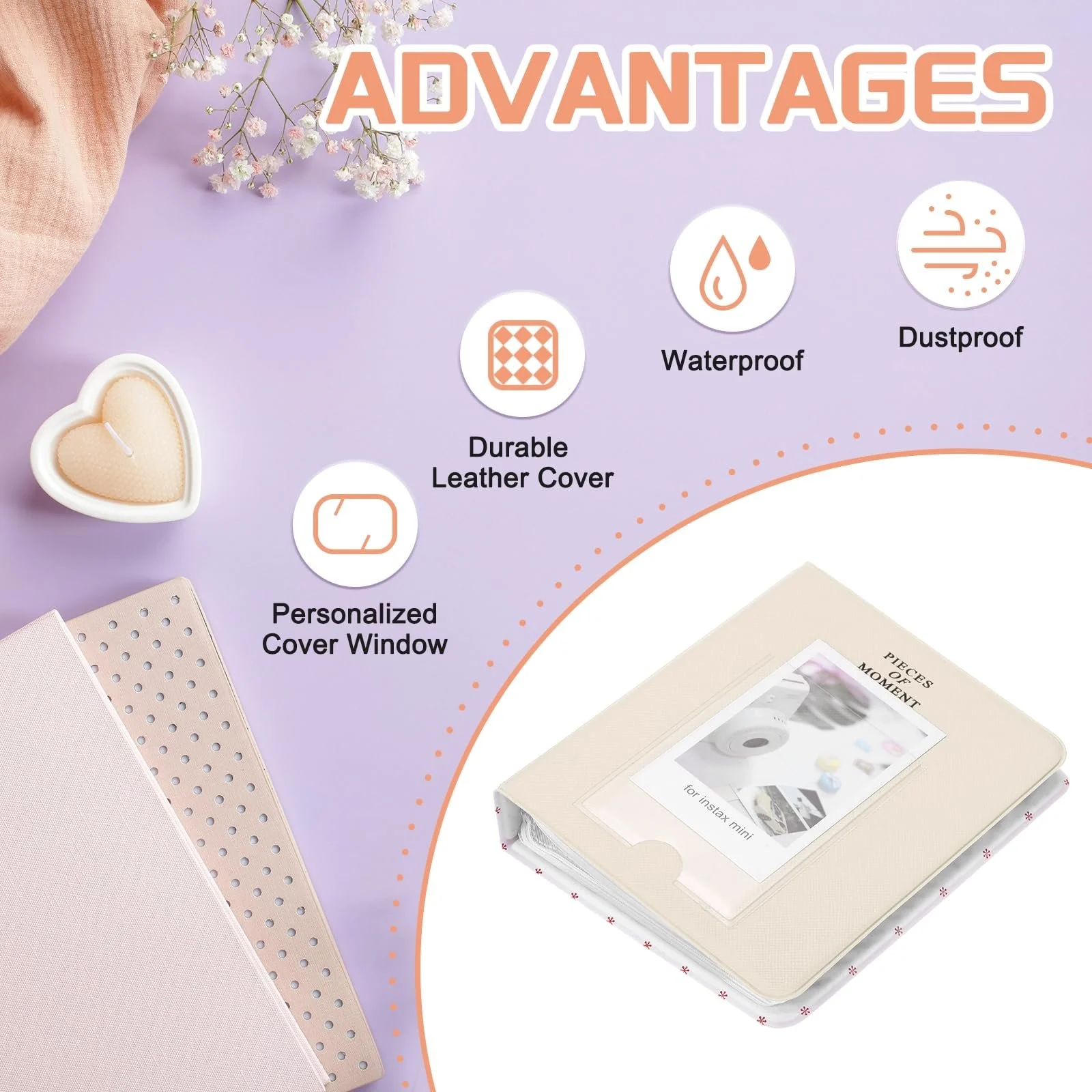 Фотоальбом sourcing map 64 карманный Кожаная обложка 2x3 Маленький фотоальбом с передним окошком для мгновенных фотографий, бежевый, фото №4 Фотоальбом sourcing map 64 карманный Кожаная обложка 2x3 Маленький фотоальбом с передним окошком для мгновенных фотографий, бежевый, фото №4