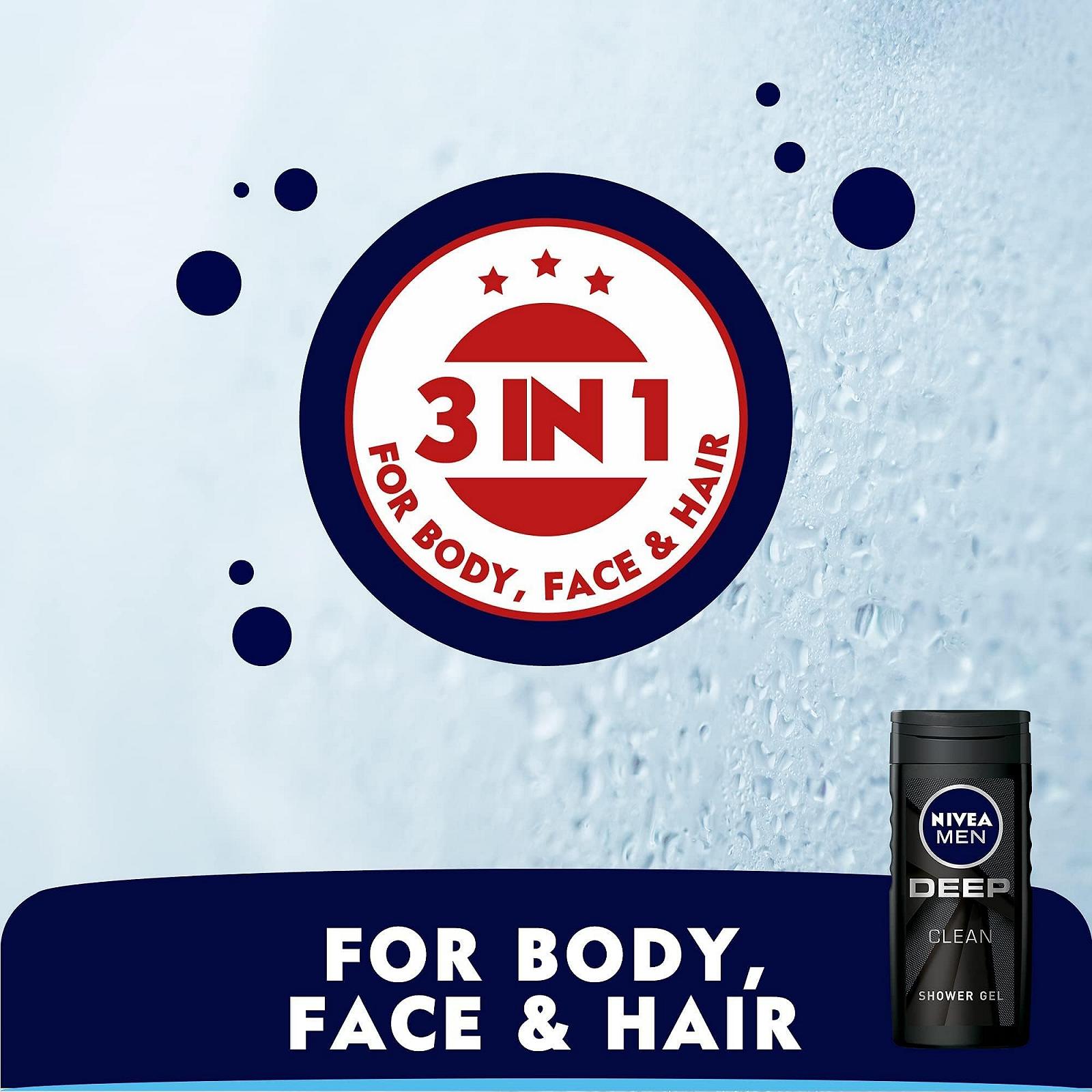 Гель для душу NIVEA Men Deep Clean з активованим вугіллям, 250 мл, фото №6
