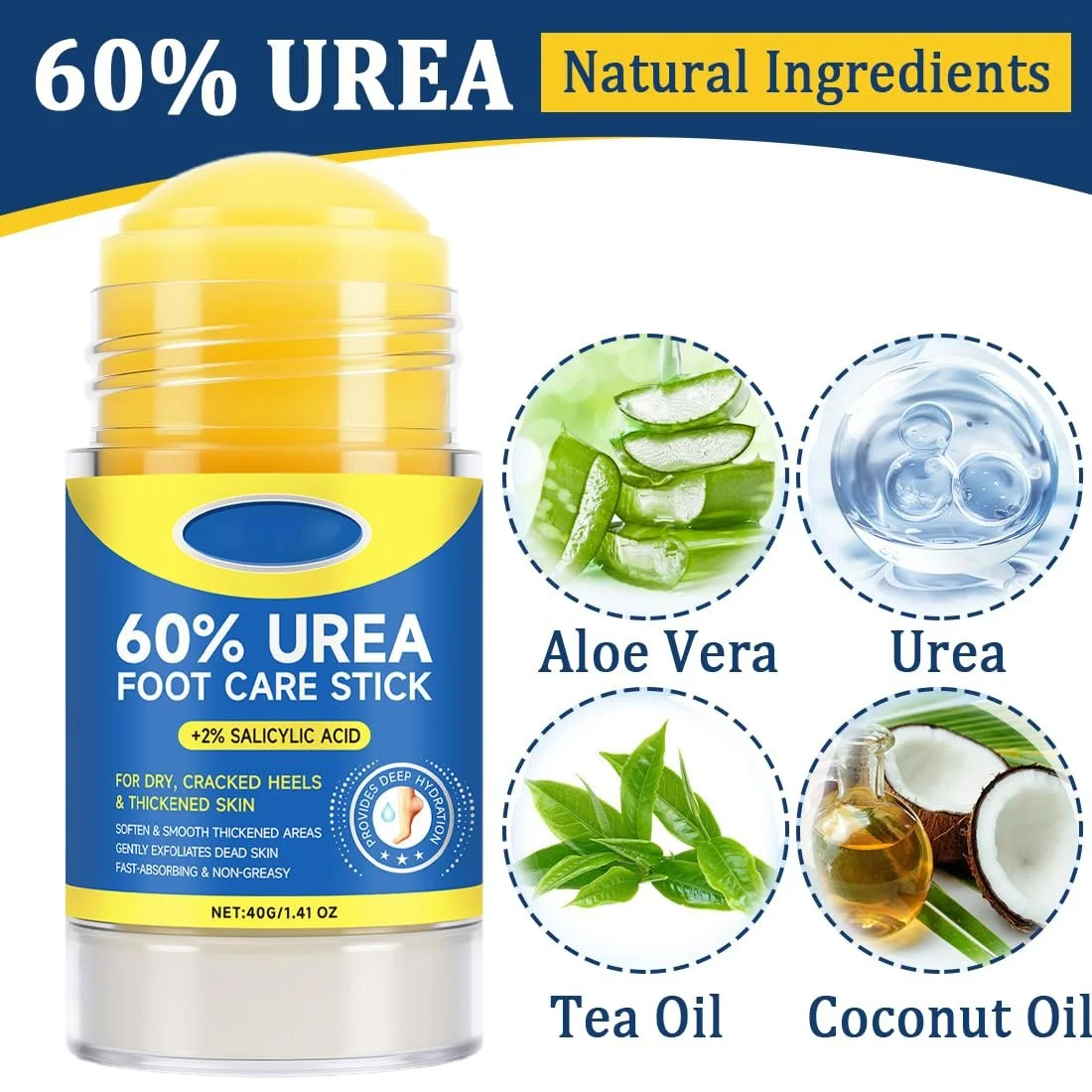 Стик-крем для ног с мочевиной 60% для потрескавшихся пяток и сухой кожи 30 г, фото №3