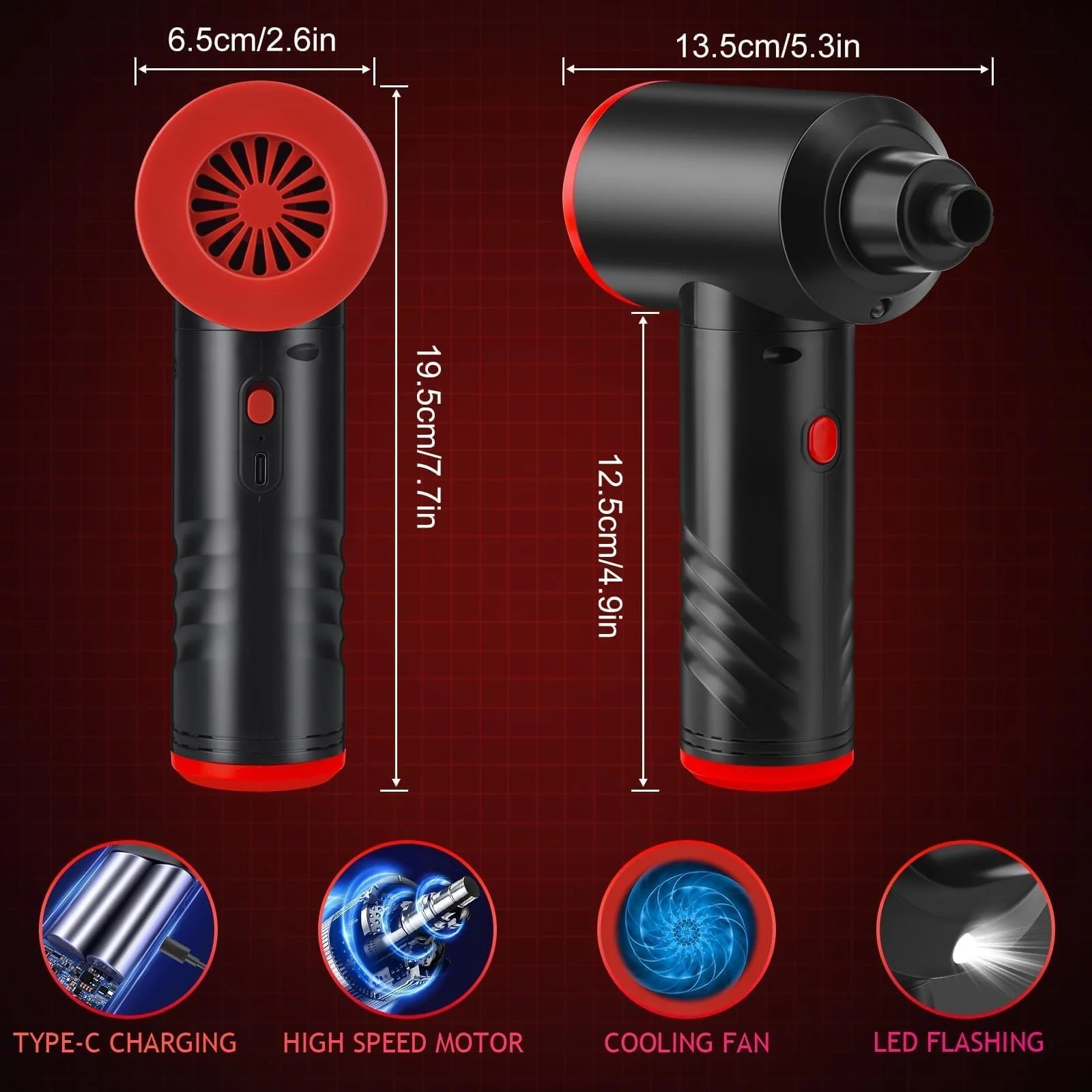 Електрична повітродувка BUDOCI 100,000 rpm 3-Speed 6000 mAh LED, фото №2 Електрична повітродувка BUDOCI 100,000 rpm 3-Speed 6000 mAh LED, фото №2