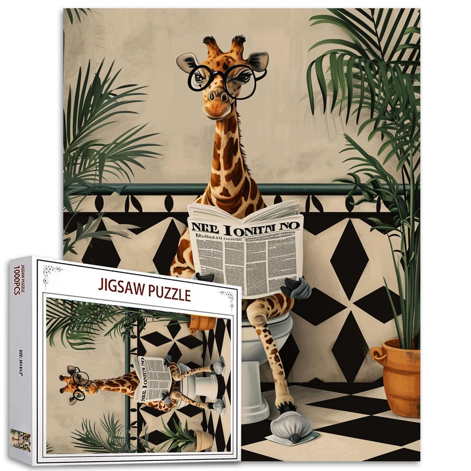 Пазл Tucocoo Cute Giraffe Toilet Nordic Bath Art 1000 деталей, фото №1