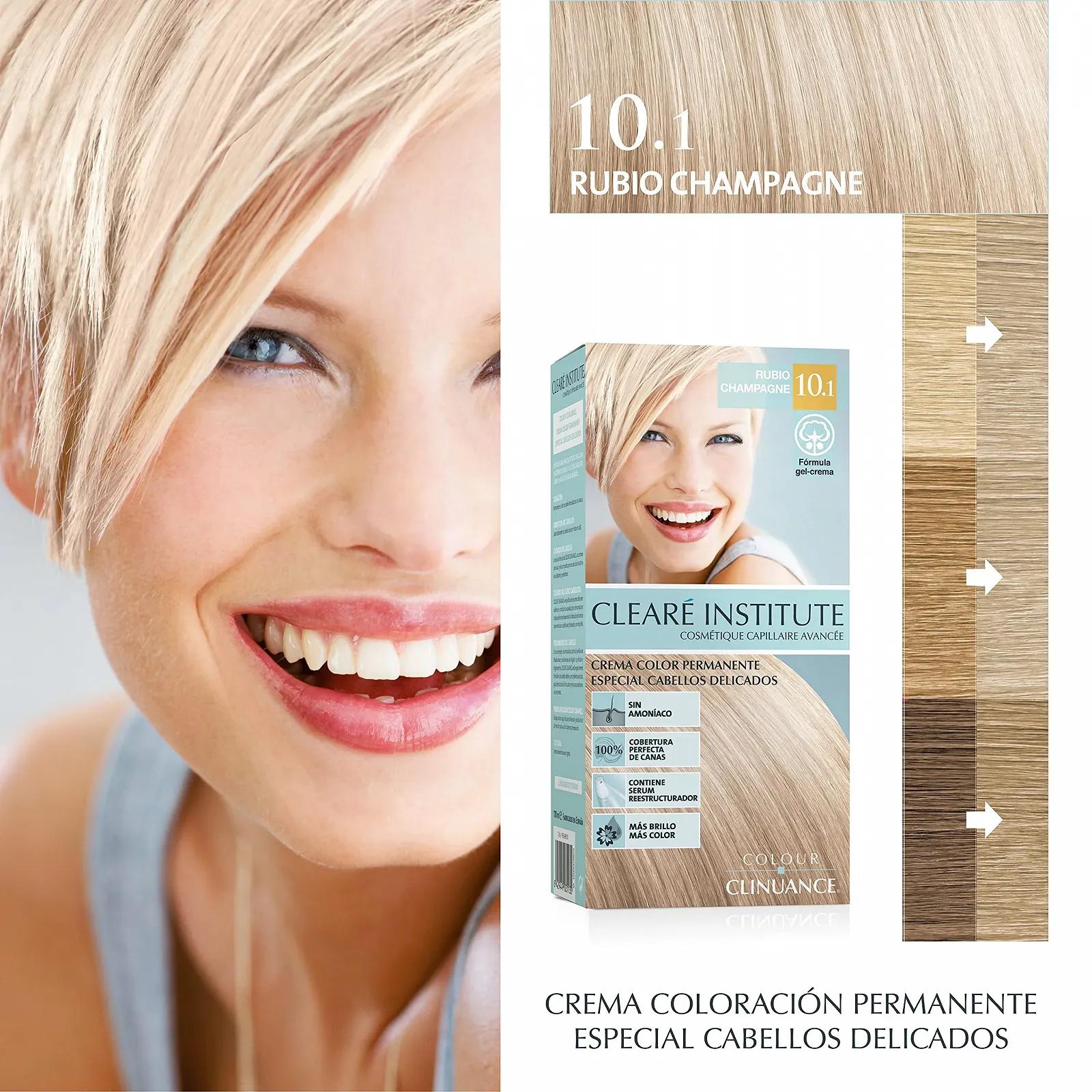Фарба для волосся Colour Clinuance 10.1 Champagne Blonde для чутливого волосся, стійке фарбування без аміаку, фото №1 Фарба для волосся Colour Clinuance 10.1 Champagne Blonde для чутливого волосся, стійке фарбування без аміаку, фото №1
