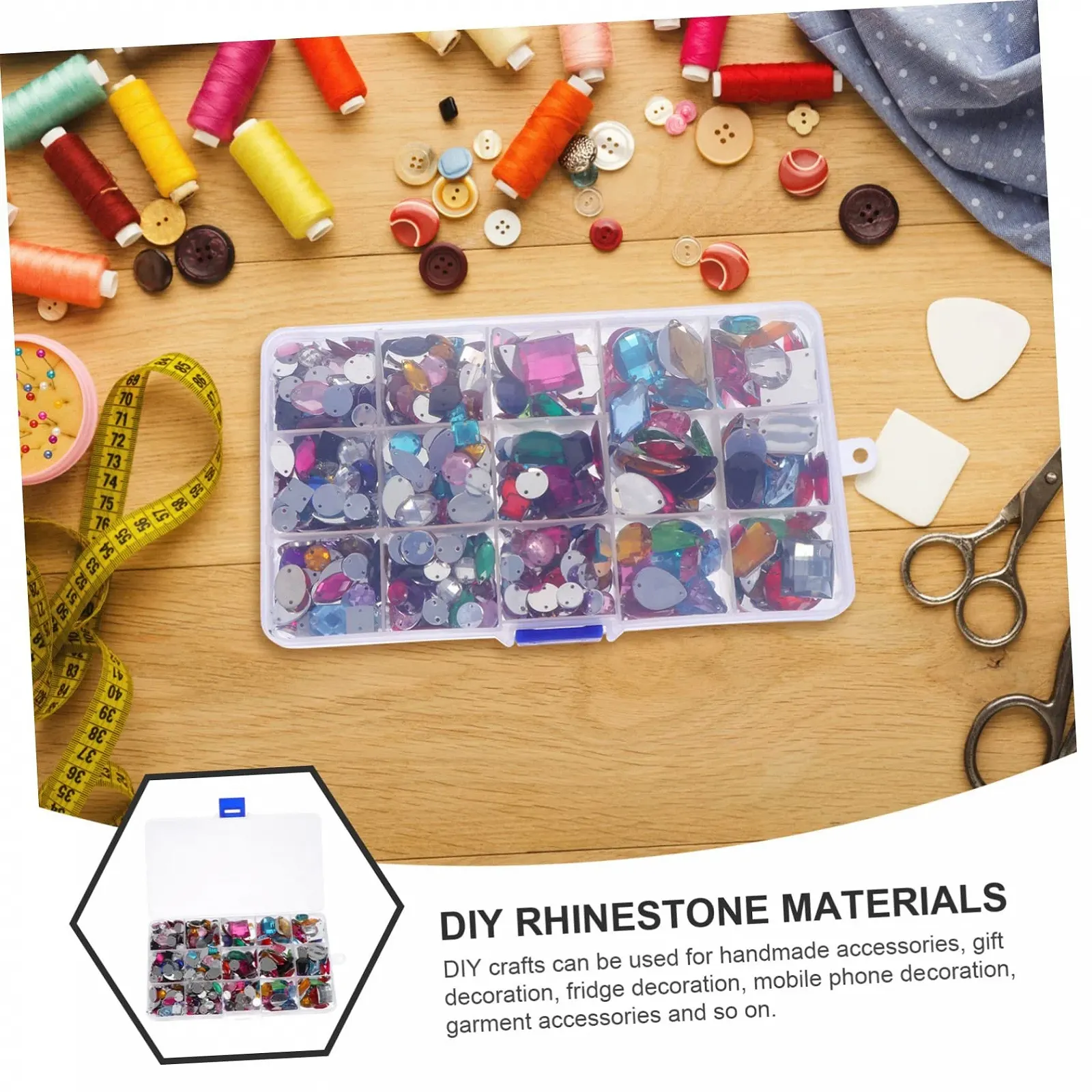 Стрази Плоскі Різнокольорові Акрилові з коробкою для зберігання, фото №4