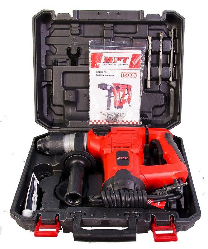 Перфоратор MPT PROFI SDS-PLUS 32 мм 1500 Вт 880 об/хв 4350 уд/хв 5 Дж 3 режими аксесуари шт кейс MRH3203, фото №9