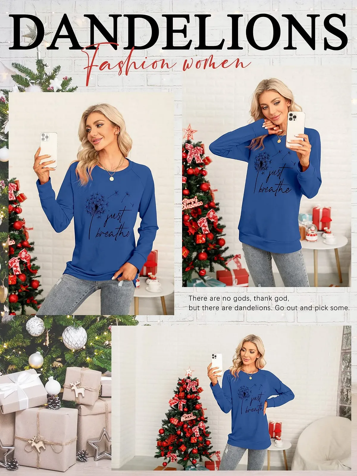 Женский Свитшот Dresswel Одуванчик с длинными рукавами, принт одуванчика, осенне-зимняя блузка, топы, фото №4