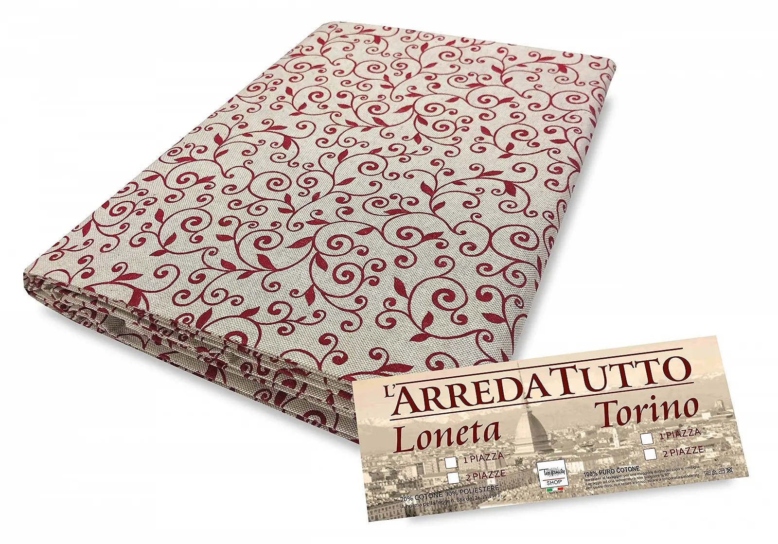 Покривало на ліжко Tex family Gran Foulard Тканина Dory Arabesco Червоний - Одинарний, фото №4