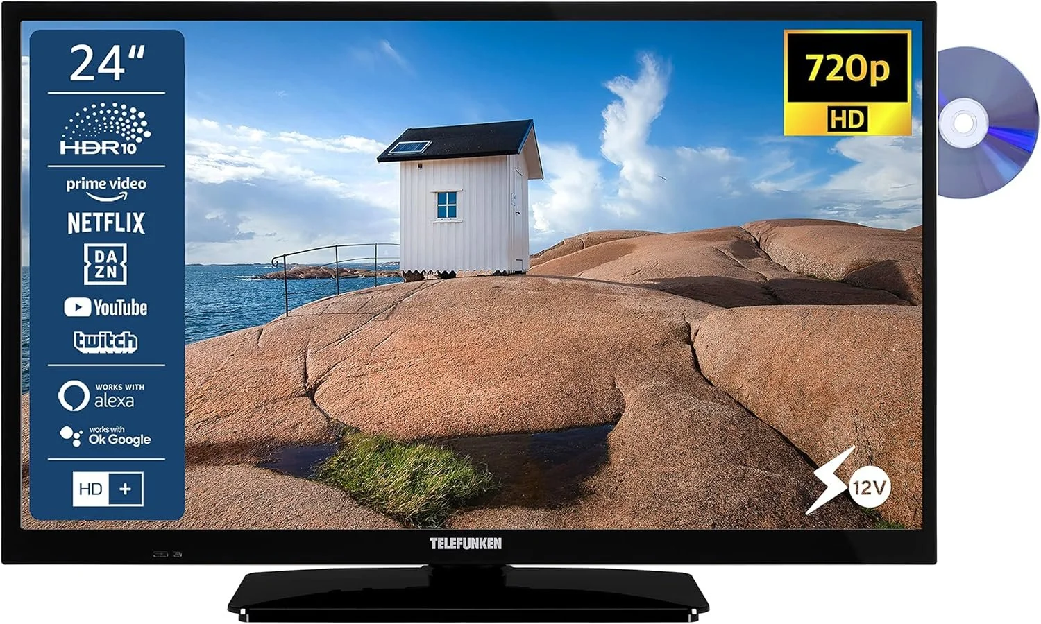 Телевізор 24" TELEFUNKEN XH24SN550MVD / HD / 50 Гц / LCD / Smart TV / Wi-Fi / T2 / DVD, фото №1