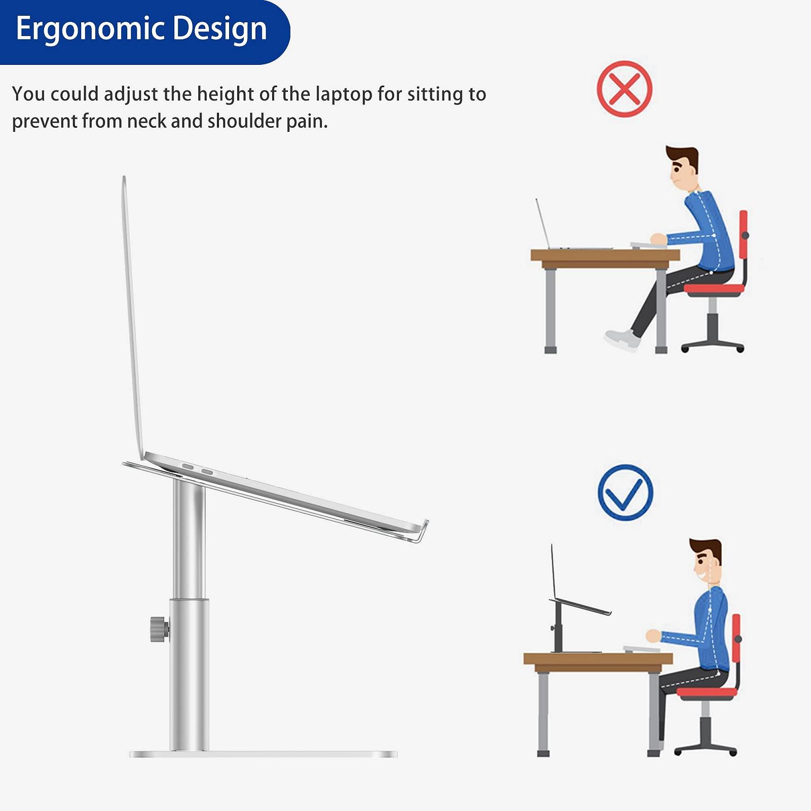 Подставка для ноутбука BESIGN LSX6N, регулируемая эргономичная подставка для ноутбука, совместимая с ноутбуками 10-15.6 дюймов, серебристая, фото №8 Подставка для ноутбука BESIGN LSX6N, регулируемая эргономичная подставка для ноутбука, совместимая с ноутбуками 10-15.6 дюймов, серебристая, фото №8