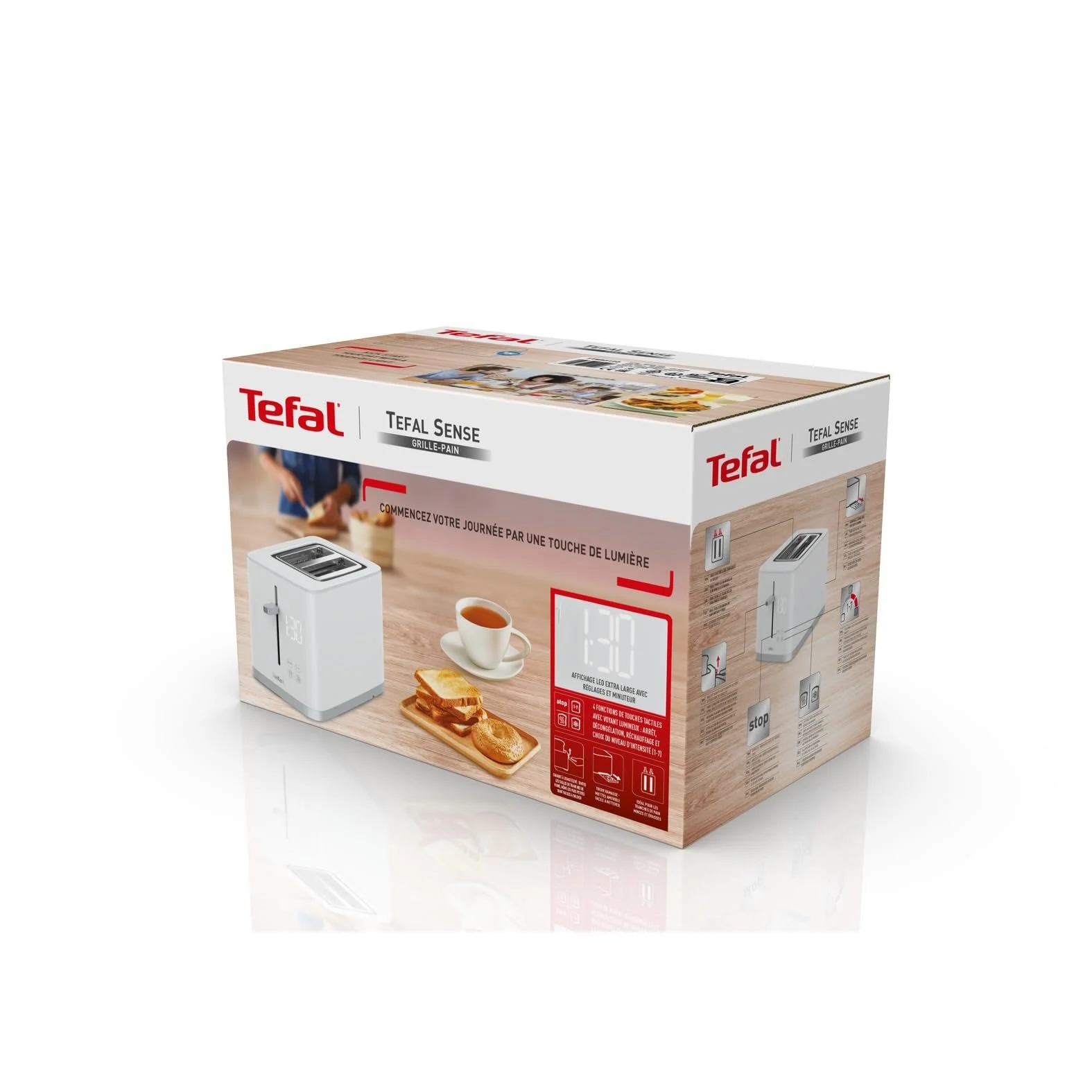 Тостер Tefal Sense TT6931 з 7 рівнями підсмажування, цифровим дисплеєм, зворотним відліком, підігрівом / розморожуванням, висувним піддоном для крихт, кнопкою зупинки, білий, фото №7
