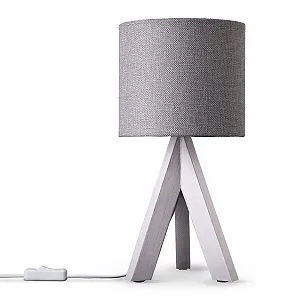 Настільна лампа Paco Home E14 Тканинний абажур Дерево Сталь Бамбук - Фото 1