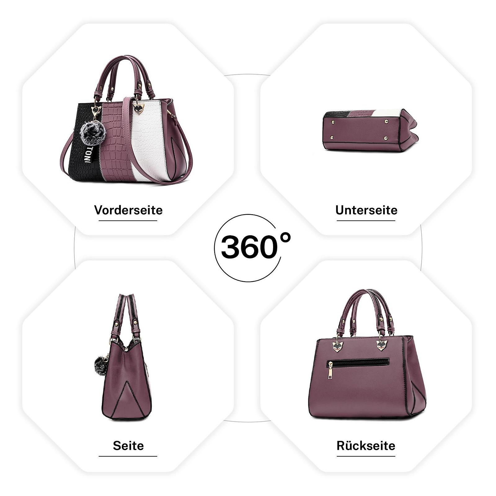 Сумка с ручкой VARLIVOO, с узором крокодила, из PU кожи, фиолетовая, классическая, фото №3
