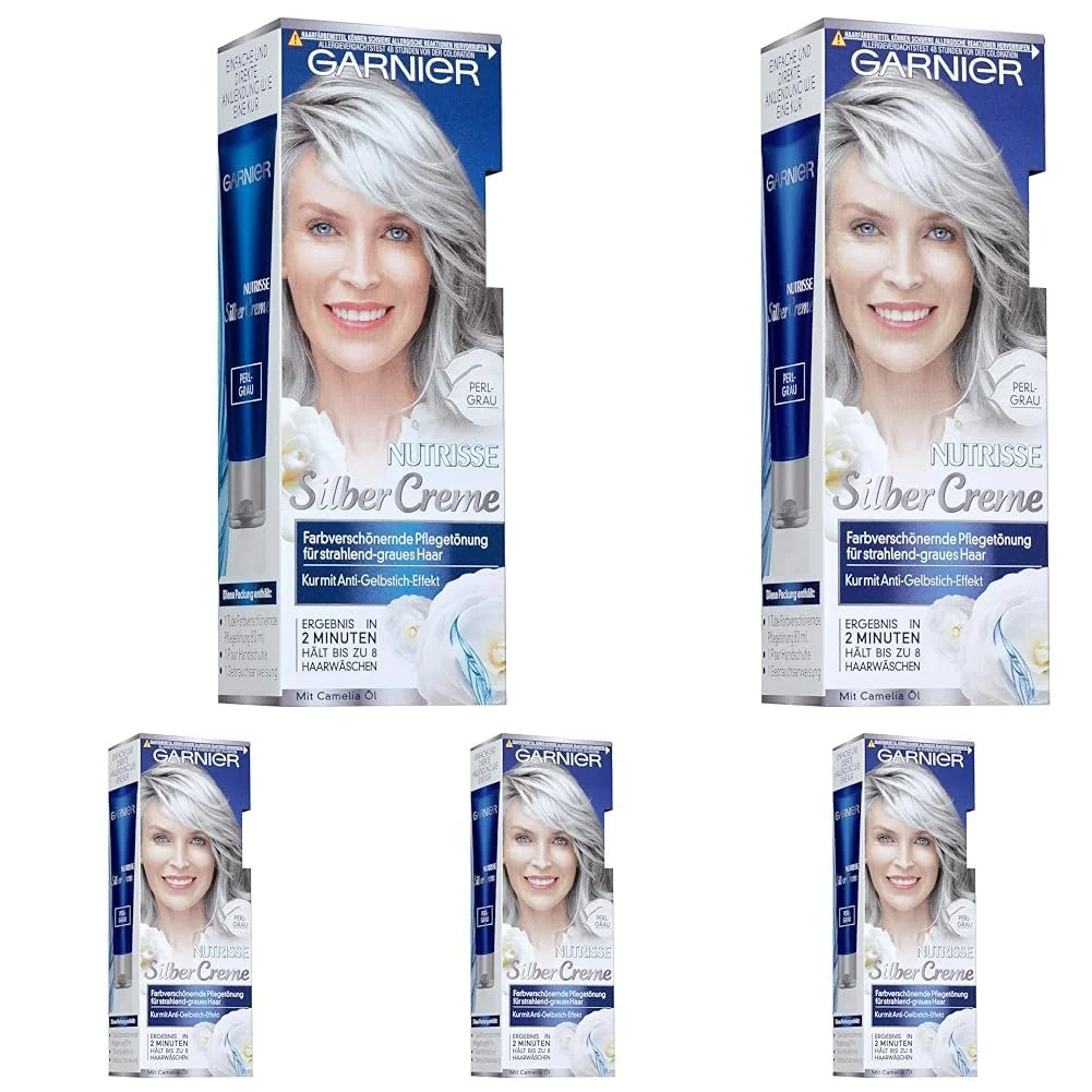 Фарба для волосся Garnier Nutrisse Pearl Grey для сяючого сивого волосся з кремовою олією, 80 мл, 5 шт, фото №1 Фарба для волосся Garnier Nutrisse Pearl Grey для сяючого сивого волосся з кремовою олією, 80 мл, 5 шт, фото №1